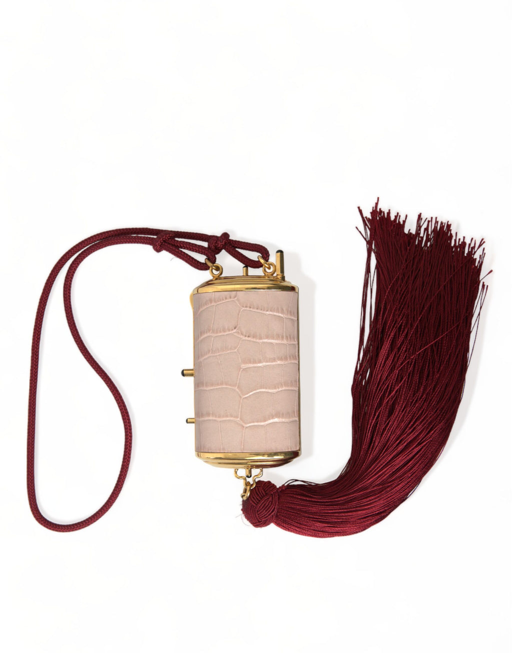 Dolce &amp; Gabbana – Mini-Spiegeltasche aus exotischem rosa Leder mit Quaste