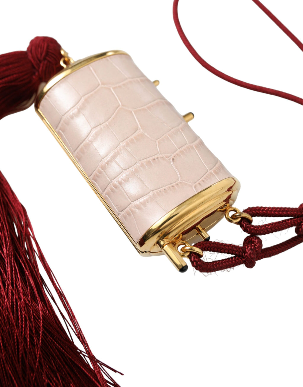 Dolce &amp; Gabbana – Mini-Spiegeltasche aus exotischem rosa Leder mit Quaste