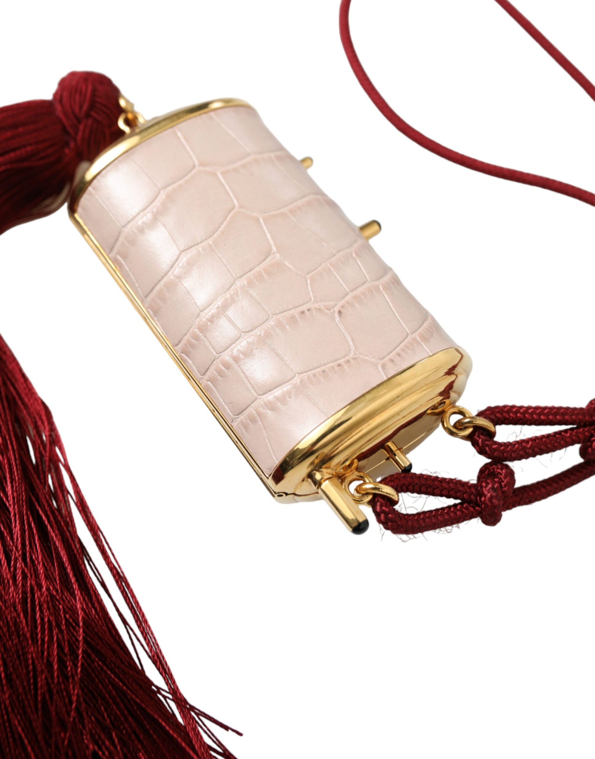 Dolce &amp; Gabbana – Mini-Spiegeltasche aus exotischem rosa Leder mit Quaste