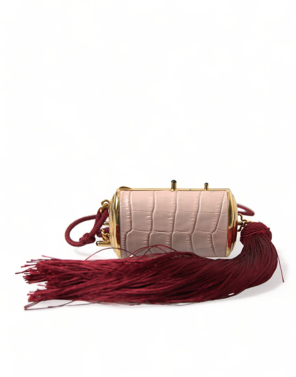 Dolce &amp; Gabbana – Mini-Spiegeltasche aus exotischem rosa Leder mit Quaste