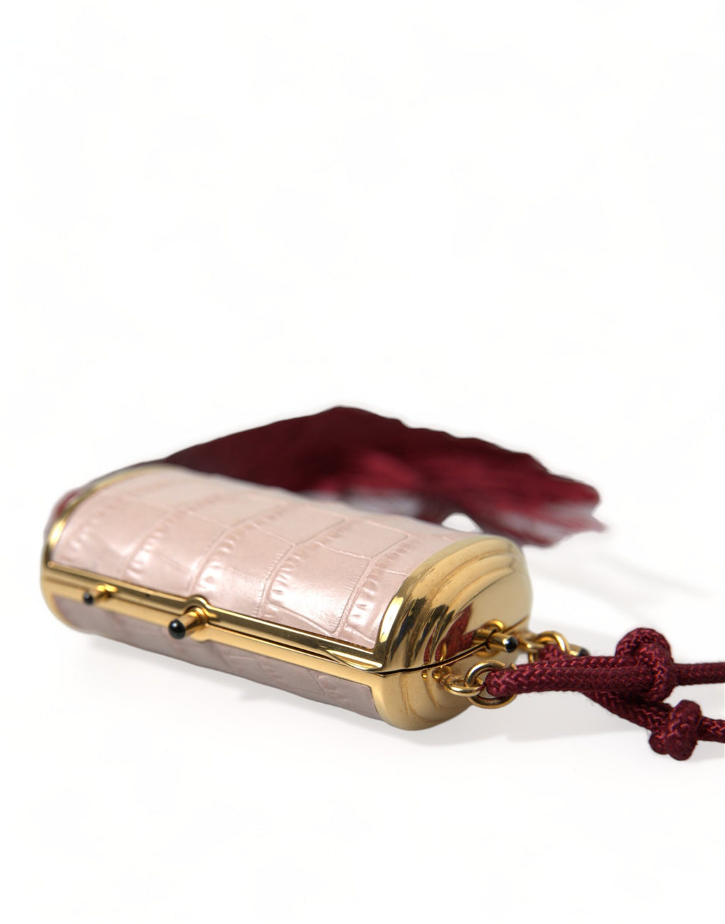 Dolce &amp; Gabbana – Mini-Spiegeltasche aus exotischem rosa Leder mit Quaste