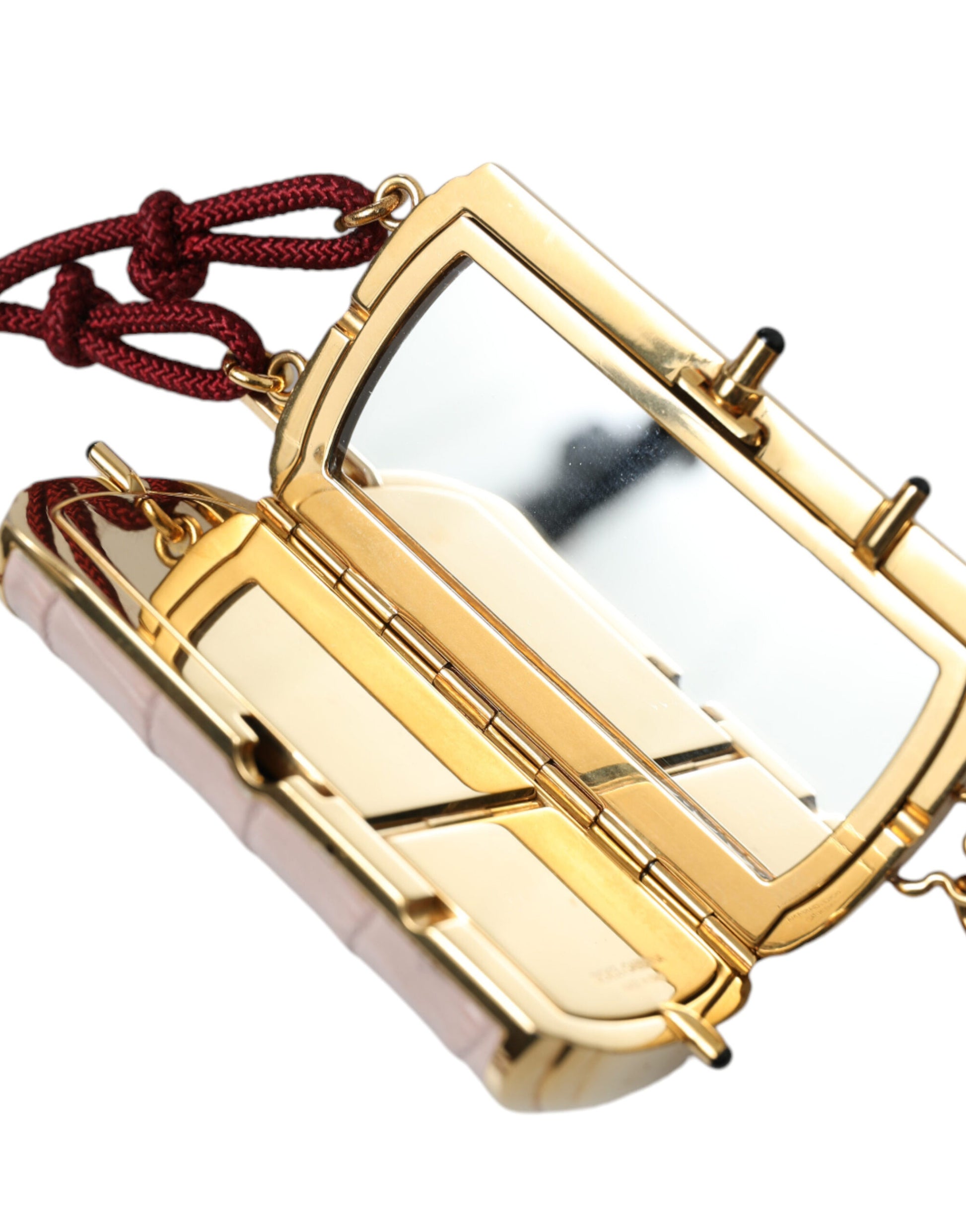Dolce &amp; Gabbana – Mini-Spiegeltasche aus exotischem rosa Leder mit Quaste