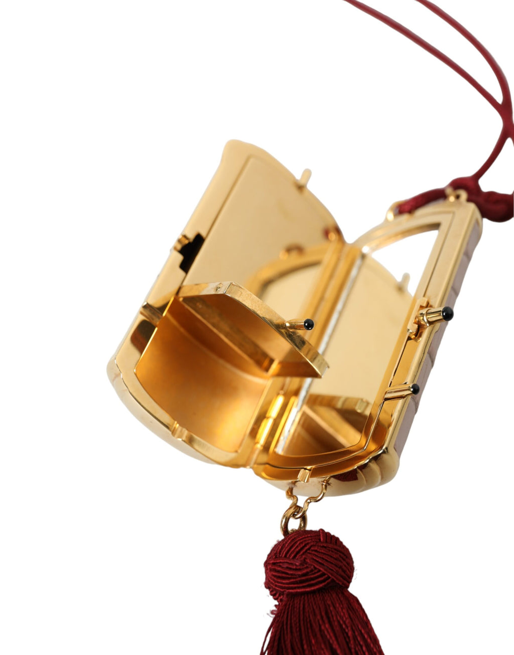 Dolce &amp; Gabbana – Mini-Spiegeltasche aus exotischem rosa Leder mit Quaste