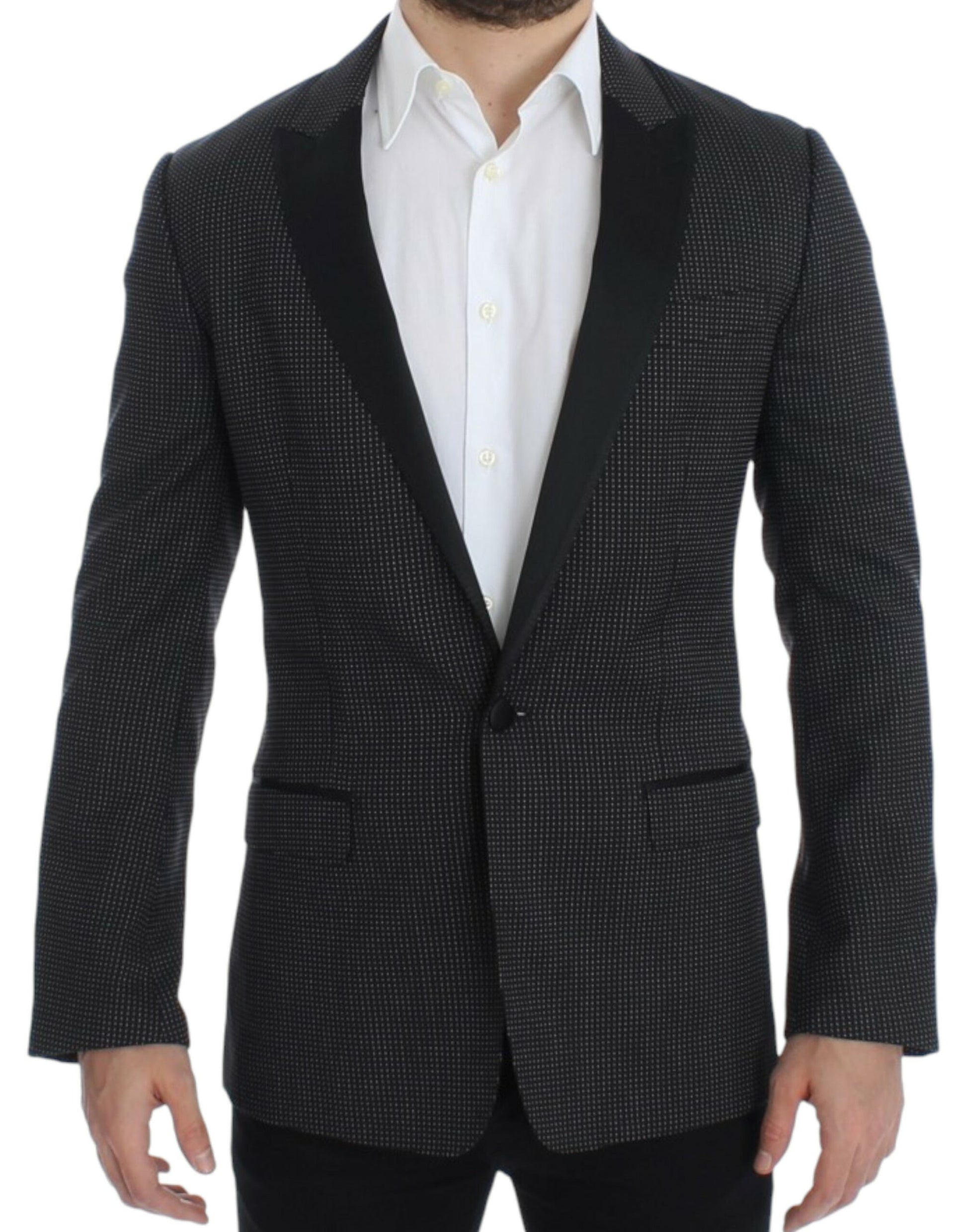 Dolce &amp; Gabbana – Eleganter, schwarzer Blazer mit Punkten im Slim Fit