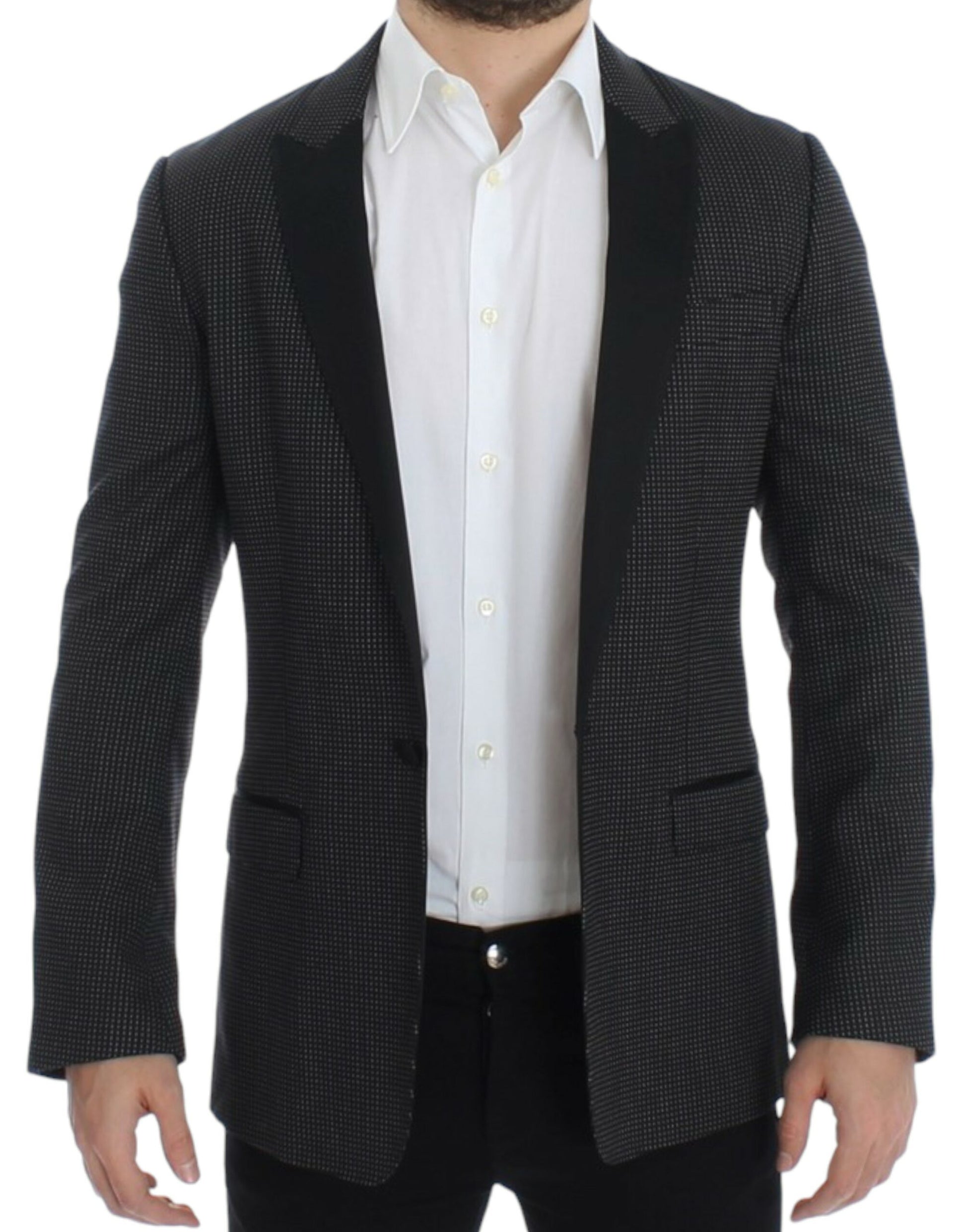 Dolce &amp; Gabbana – Eleganter, schwarzer Blazer mit Punkten im Slim Fit