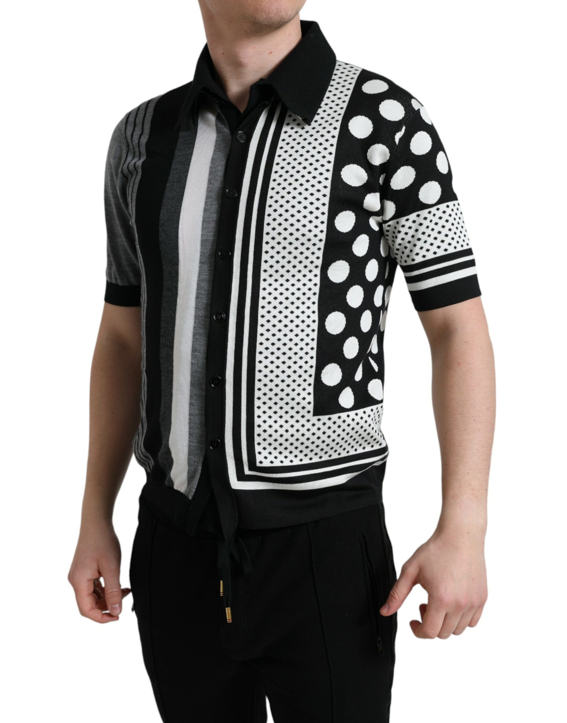 Dolce &amp; Gabbana Elegante gestreifte Strickjacke aus Seidenmischung