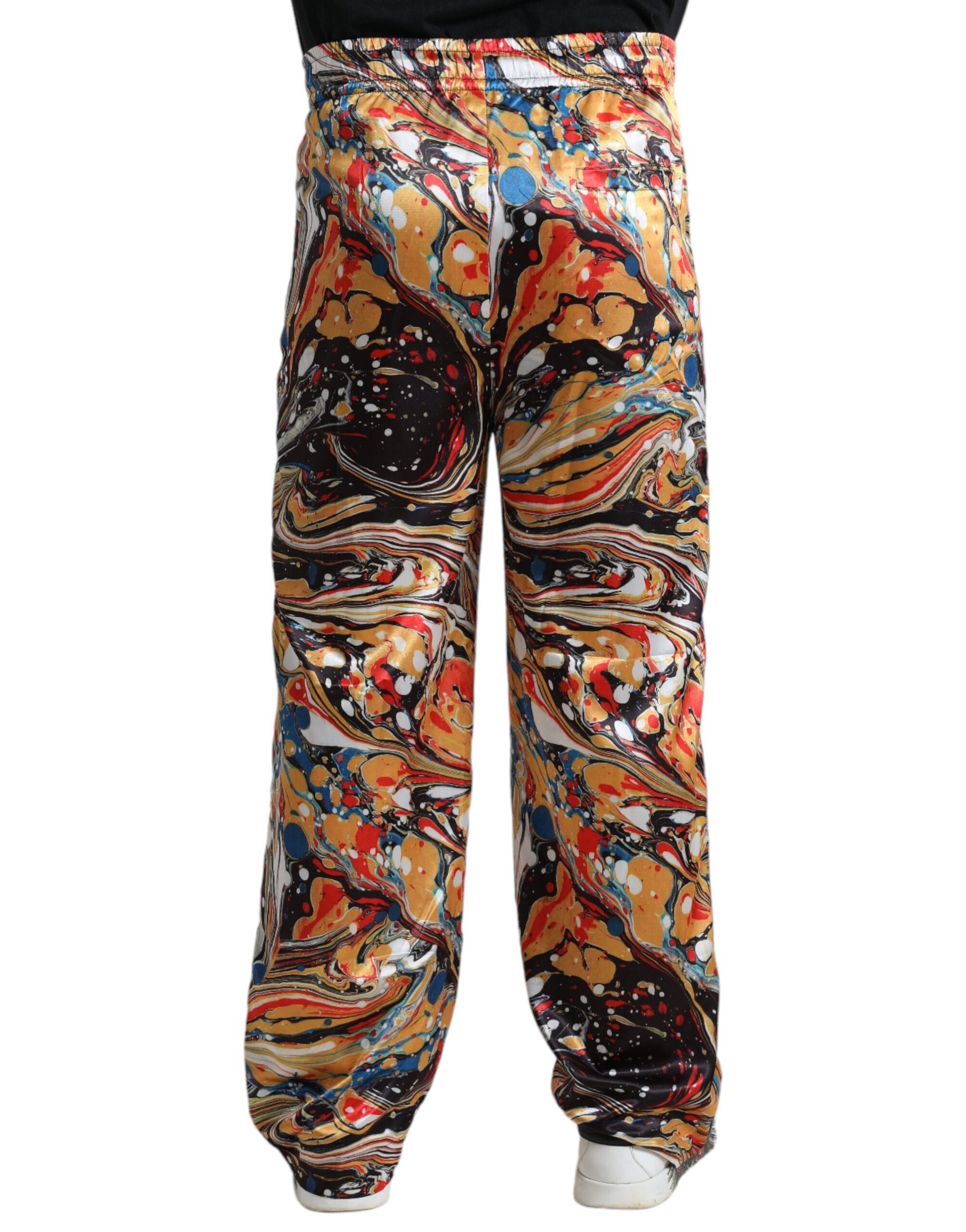Dolce &amp; Gabbana Elegante Satin-Trainingshose in mehrfarbigem Marmor
