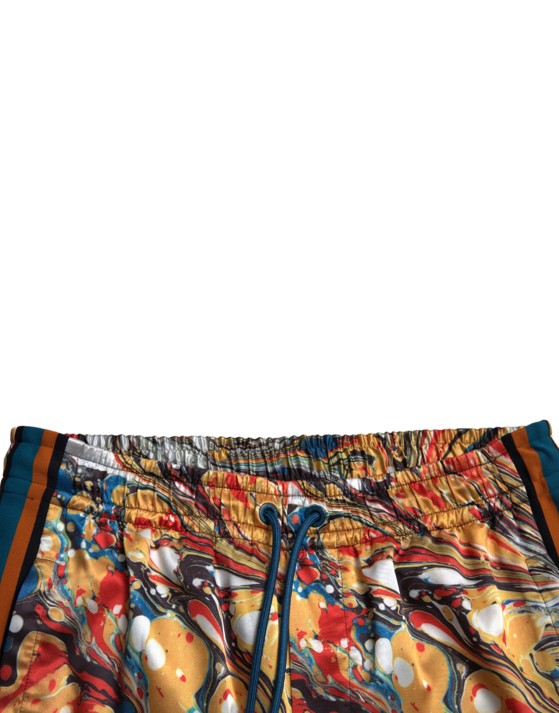 Dolce &amp; Gabbana Elegante Satin-Trainingshose in mehrfarbigem Marmor
