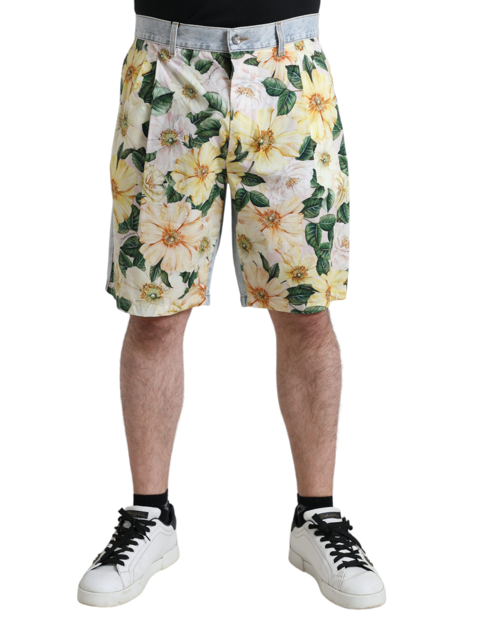 Dolce &amp; Gabbana – Bermudashorts aus Baumwolle mit mehrfarbigem Blumenmuster