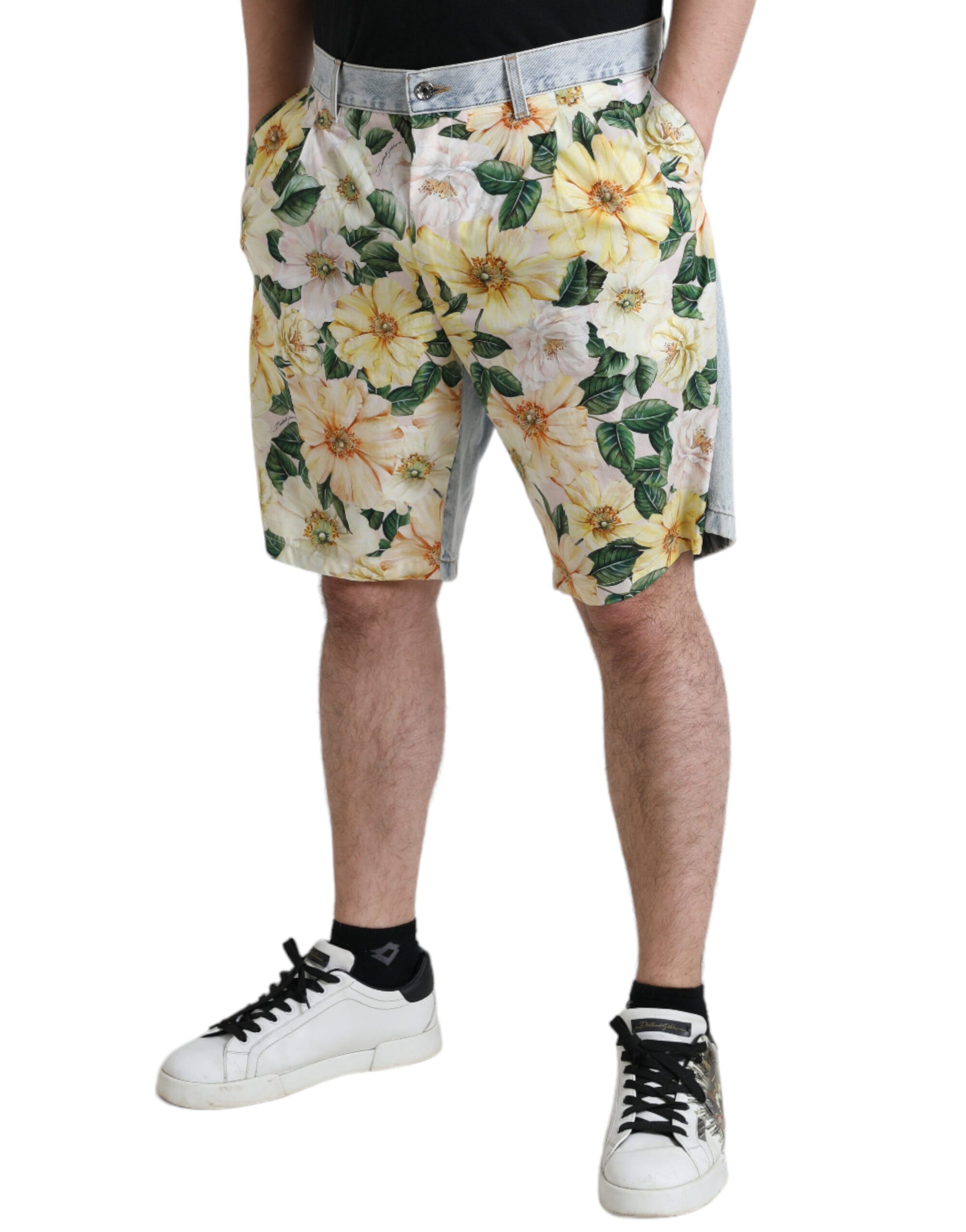 Dolce &amp; Gabbana – Bermudashorts aus Baumwolle mit mehrfarbigem Blumenmuster
