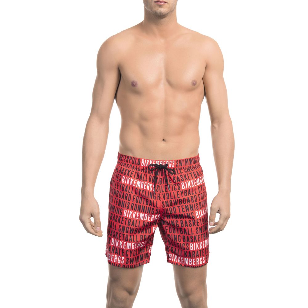 Bikkembergs „Rote Polyester-Badeshorts für Herren“