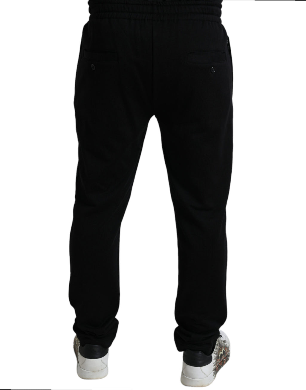 Dolce &amp; Gabbana Elegante schwarze Baumwoll-Jogginghose mit Logo-Stickerei