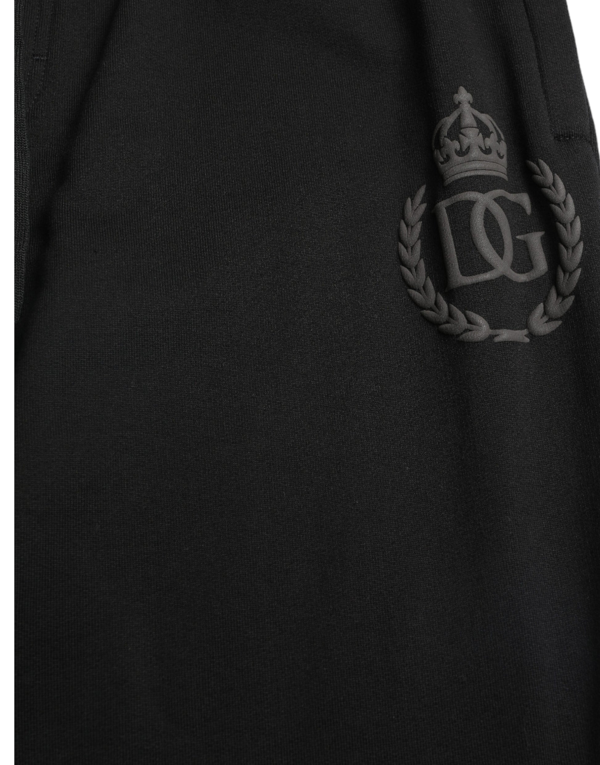 Dolce &amp; Gabbana Elegante schwarze Baumwoll-Jogginghose mit Logo-Stickerei