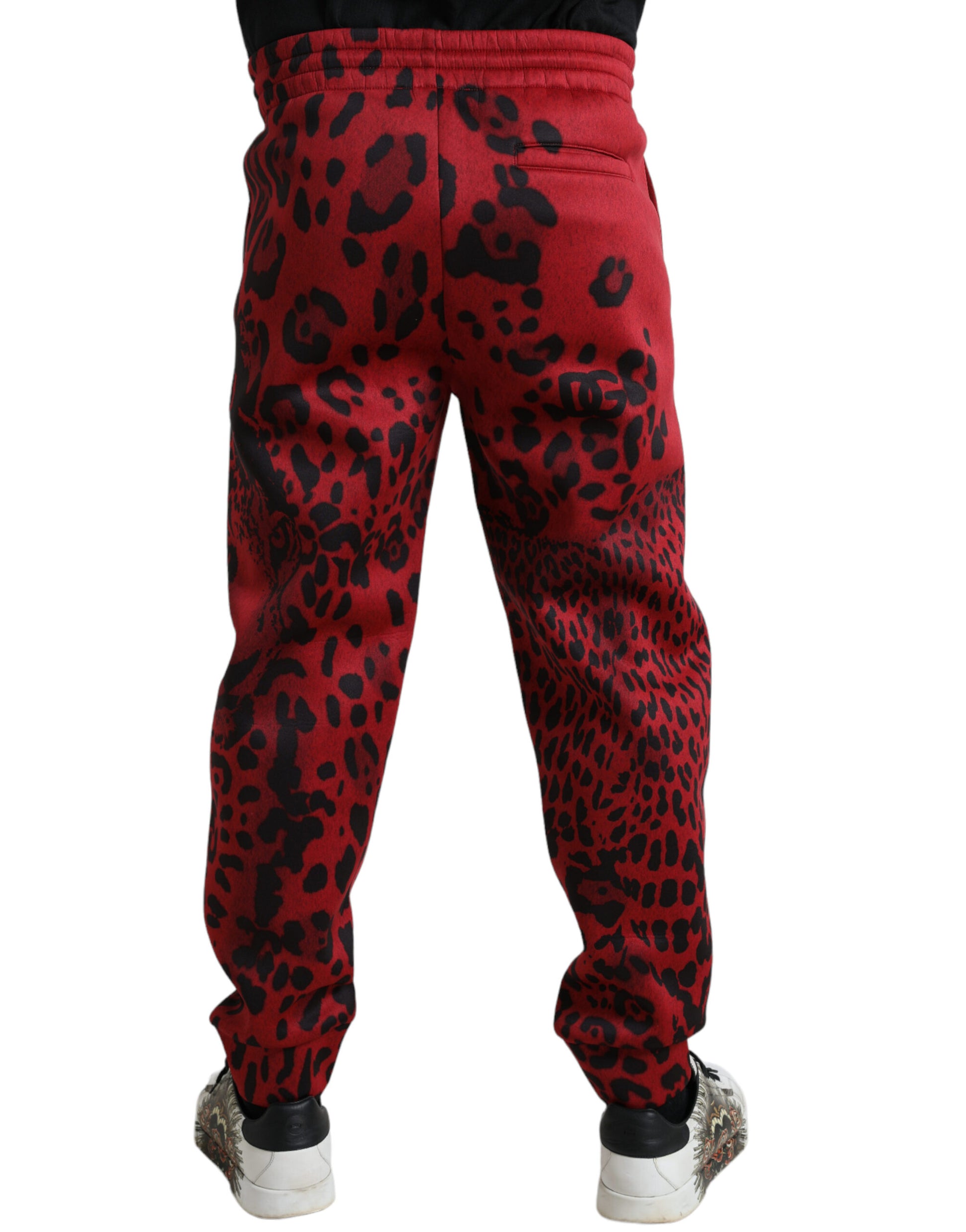 Dolce &amp; Gabbana – Elegante Jogginghose mit Leopardenmuster in Rot und Schwarz