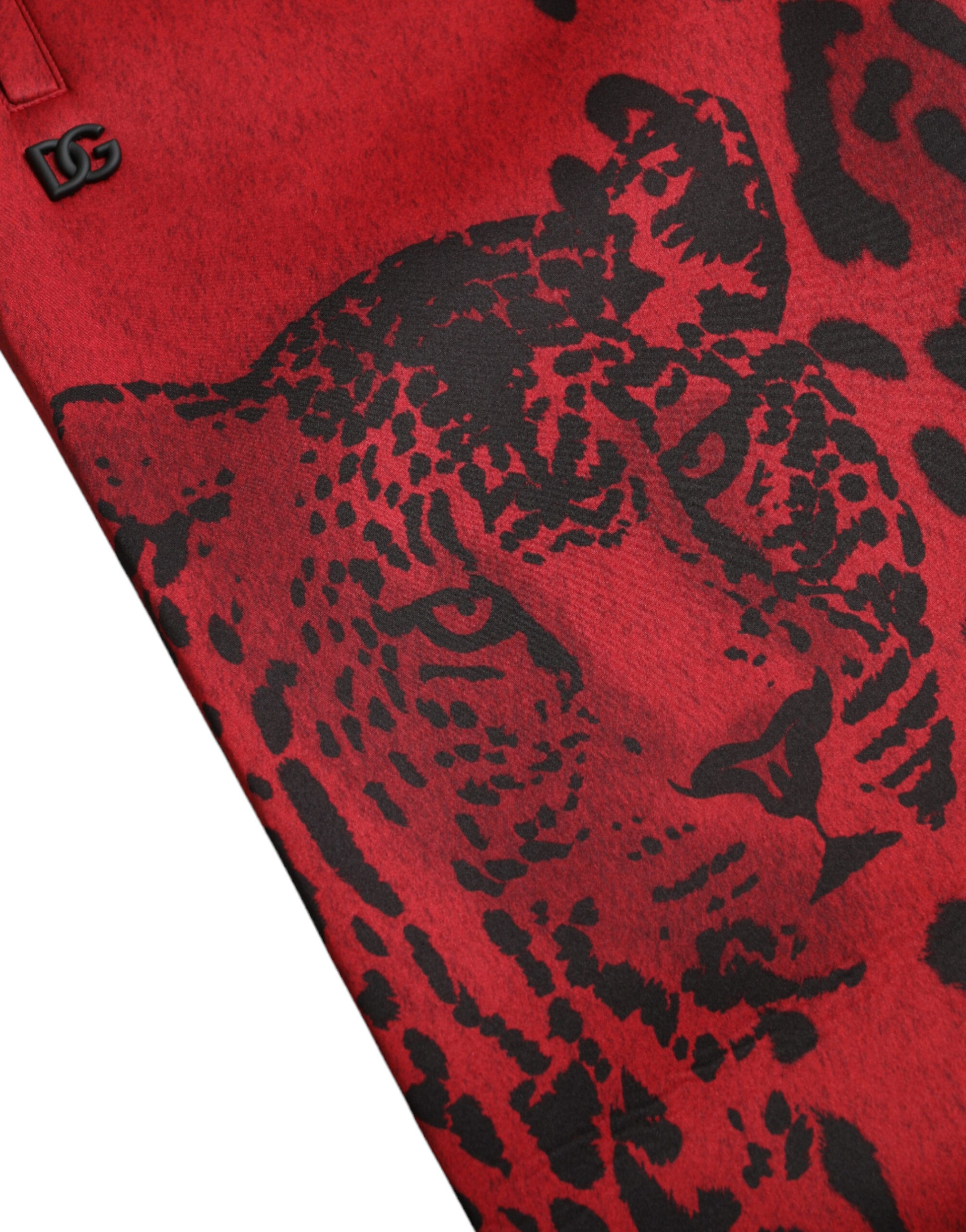 Dolce &amp; Gabbana – Elegante Jogginghose mit Leopardenmuster in Rot und Schwarz