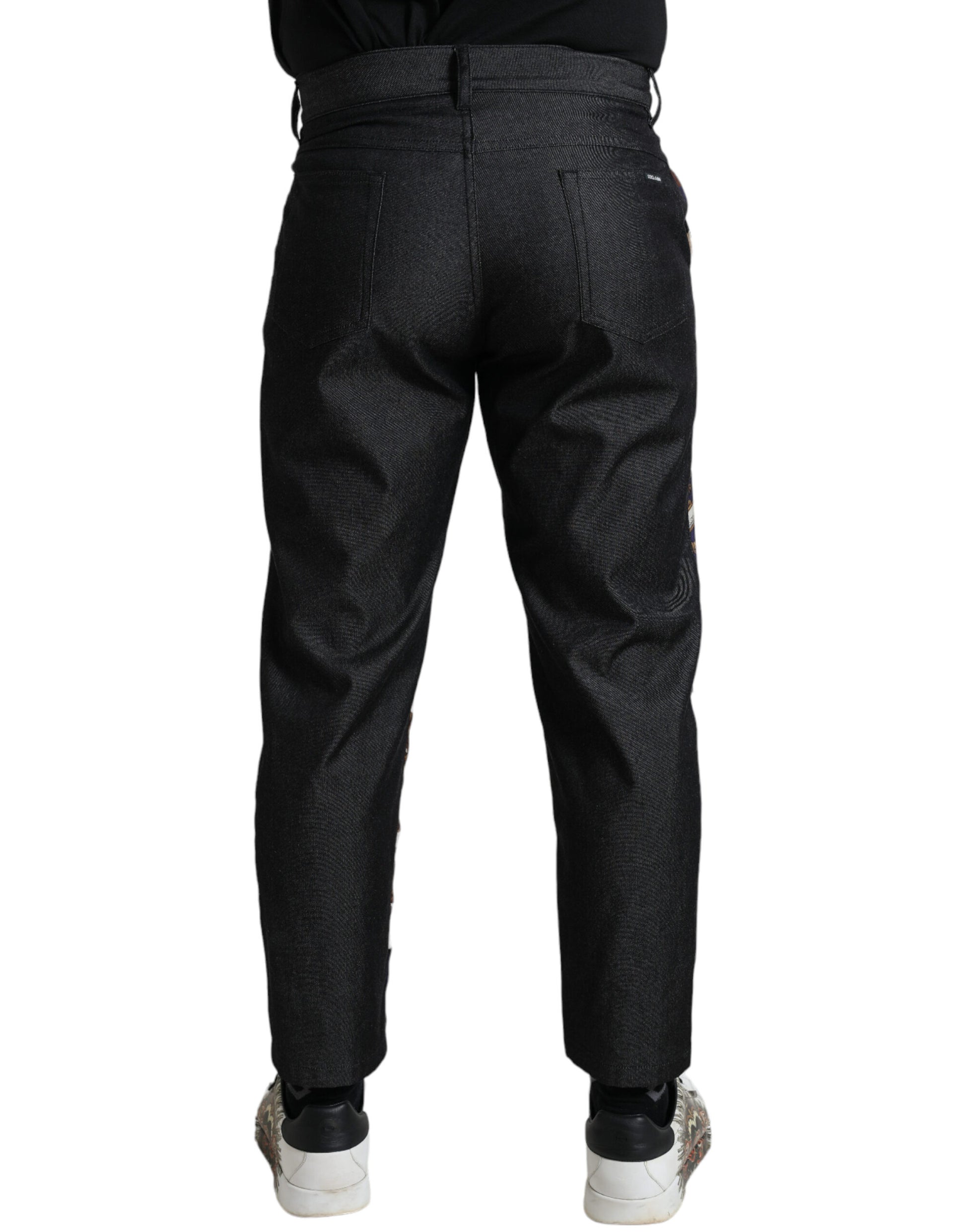 Dolce &amp; Gabbana Elegante Skinny-Hose aus Seide mit heraldischem Print
