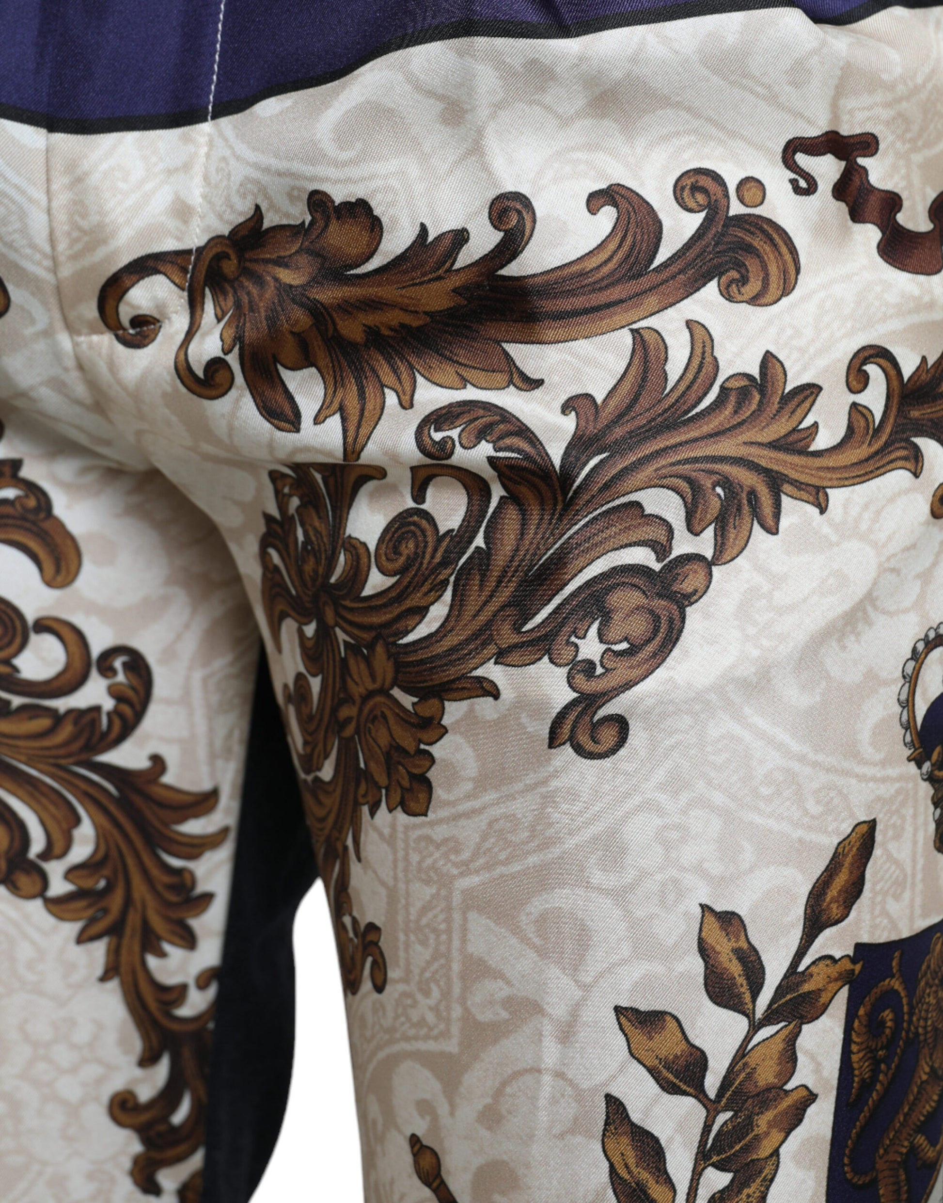 Dolce &amp; Gabbana Elegante Skinny-Hose aus Seide mit heraldischem Print