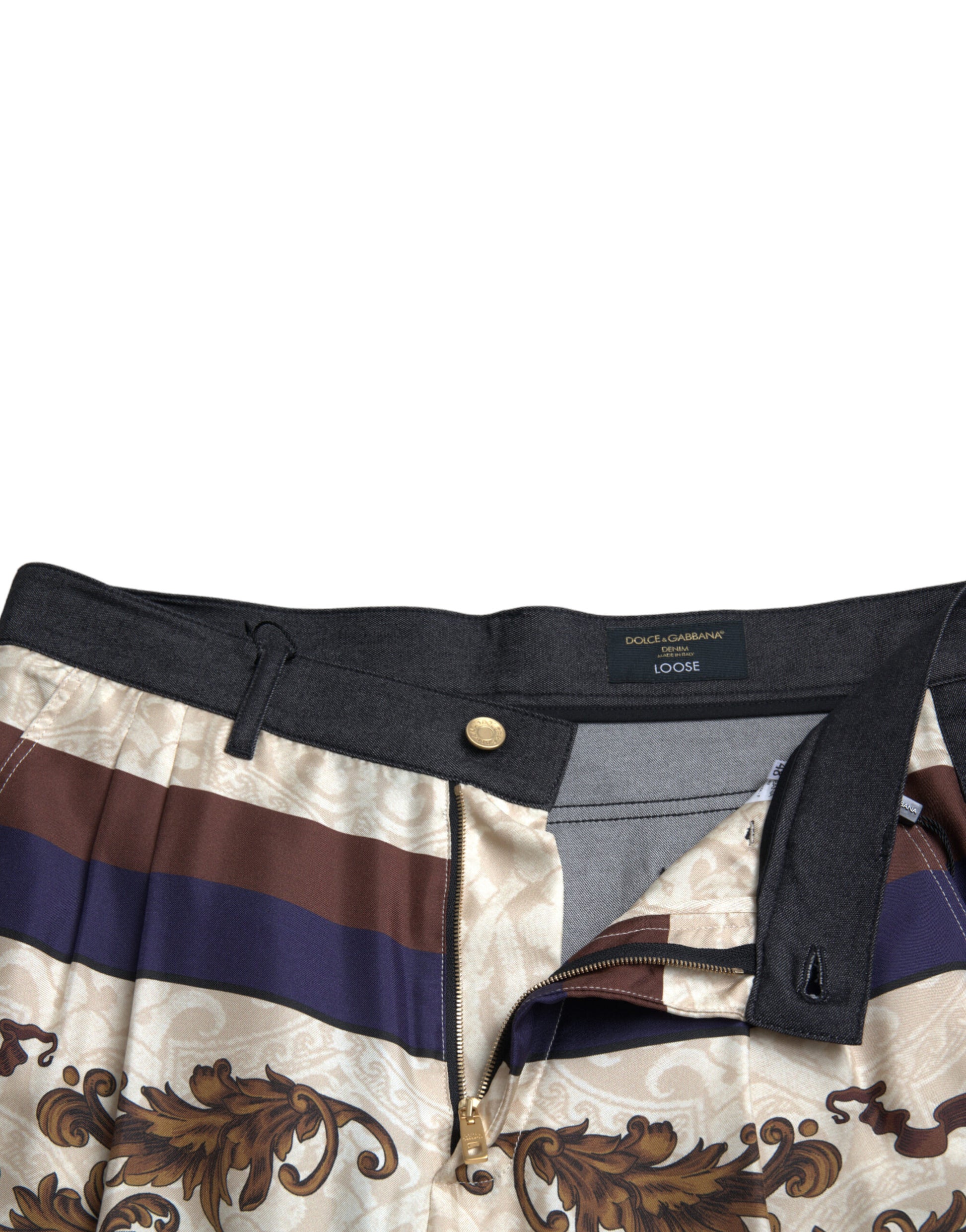 Dolce &amp; Gabbana Elegante Skinny-Hose aus Seide mit heraldischem Print