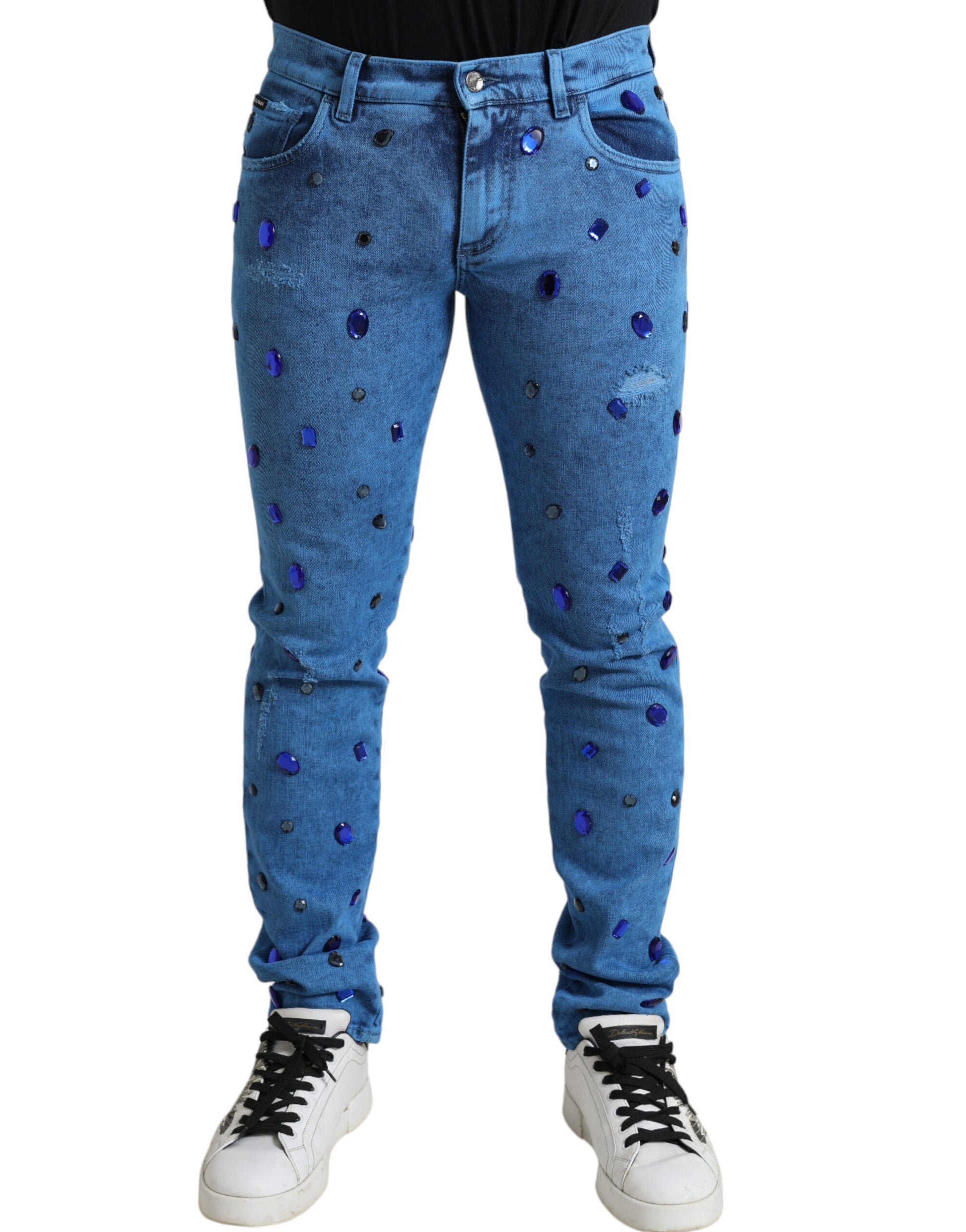 Dolce &amp; Gabbana – Enge Jeans mit Kristallverzierung