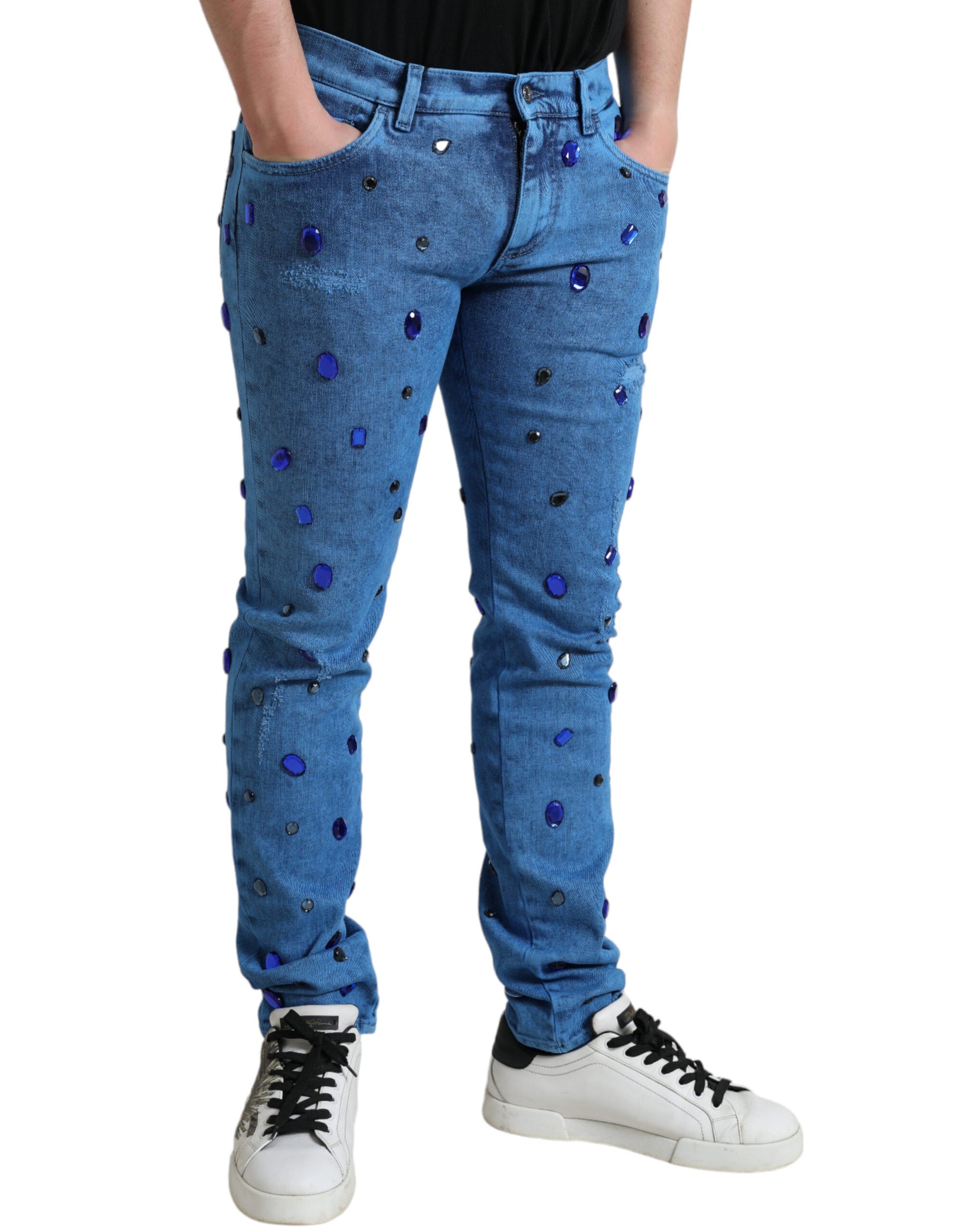 Dolce &amp; Gabbana – Enge Jeans mit Kristallverzierung