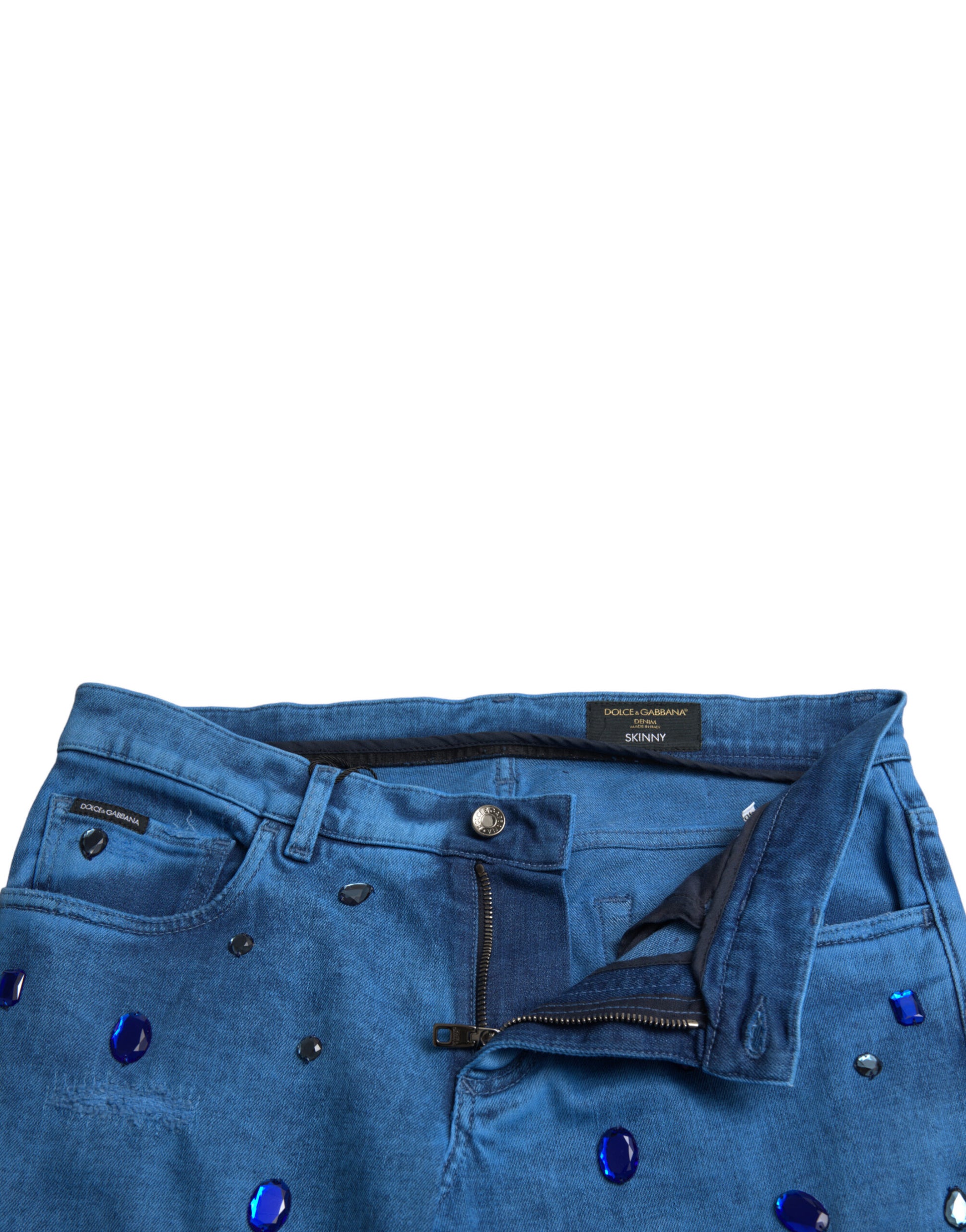 Dolce &amp; Gabbana – Enge Jeans mit Kristallverzierung