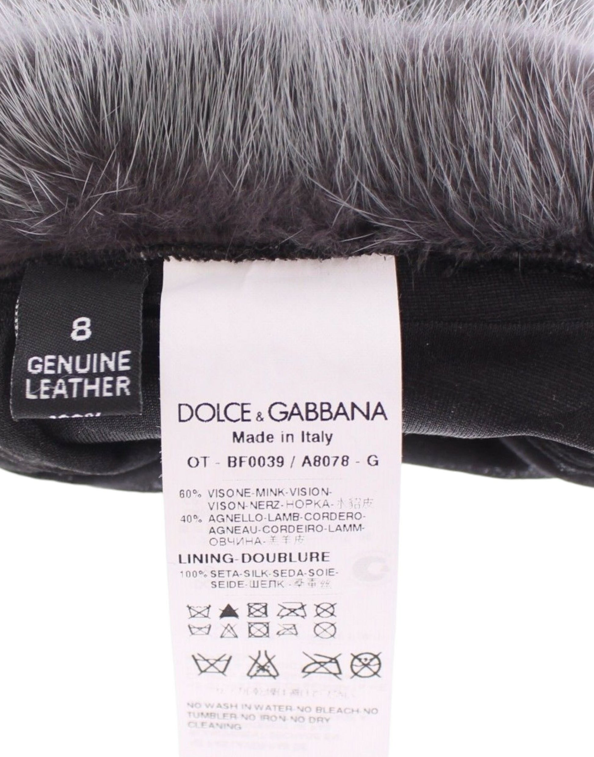 Dolce &amp; Gabbana – Elegante Ellenbogenhandschuhe aus grauem Nerzfell und Leder