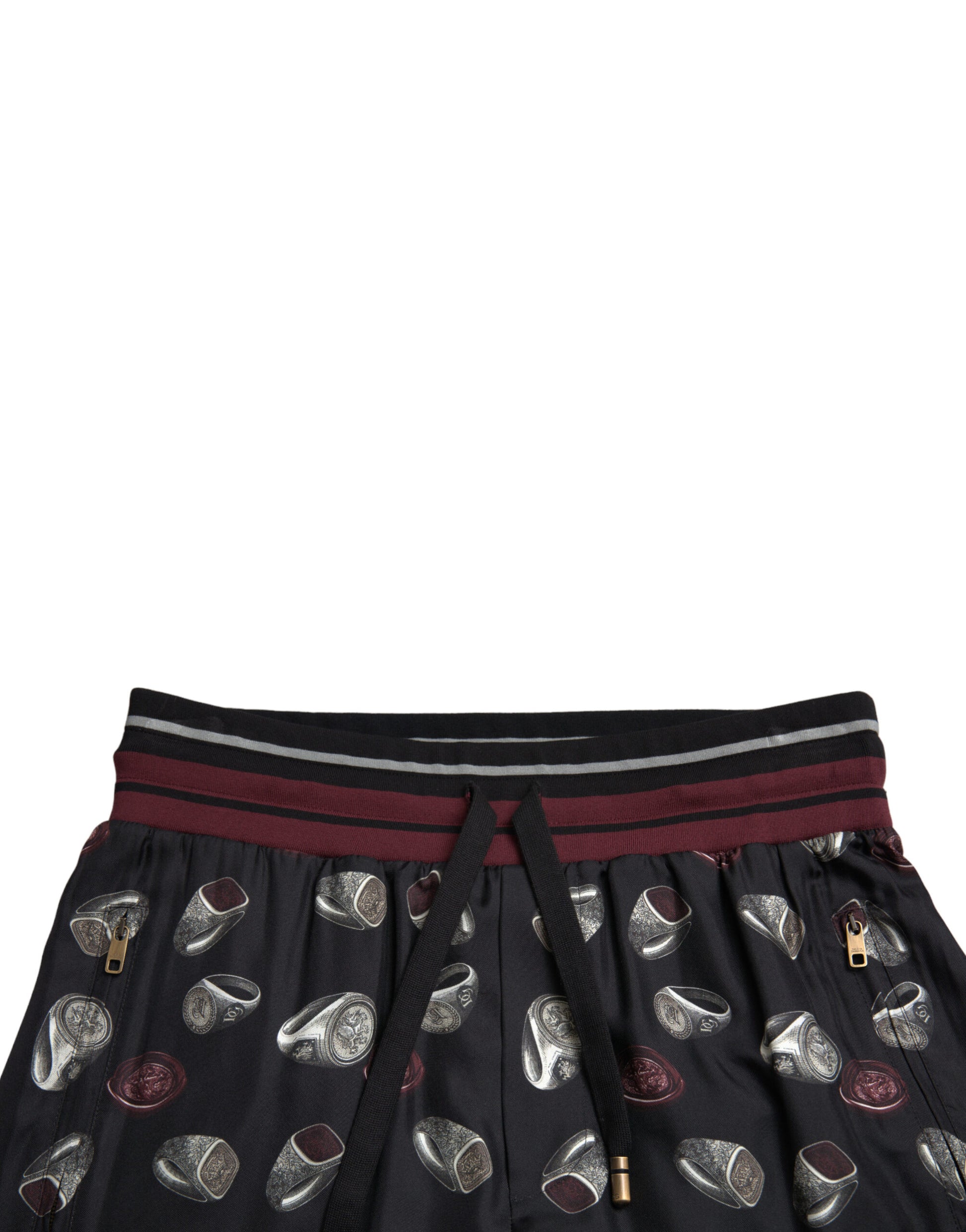 Dolce &amp; Gabbana Edle Jogginghose aus Seide mit Ring-Print