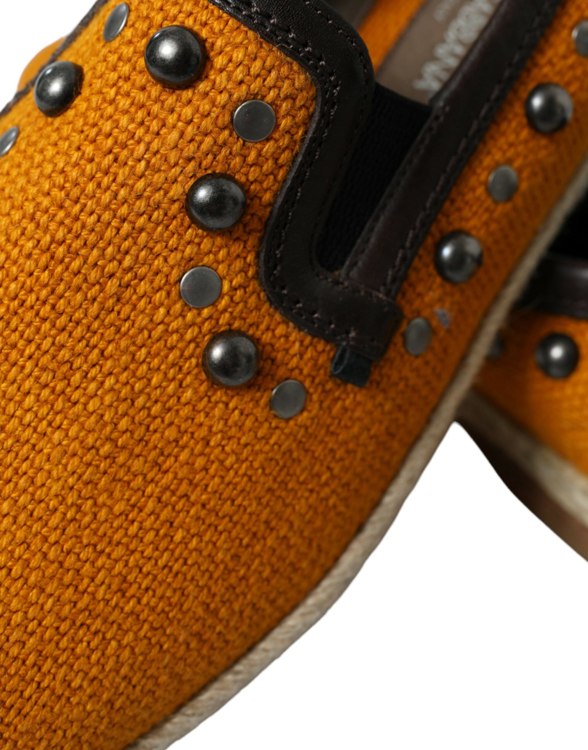 Dolce &amp; Gabbana – Exklusive orangefarbene Canvas-Loafer mit Nieten