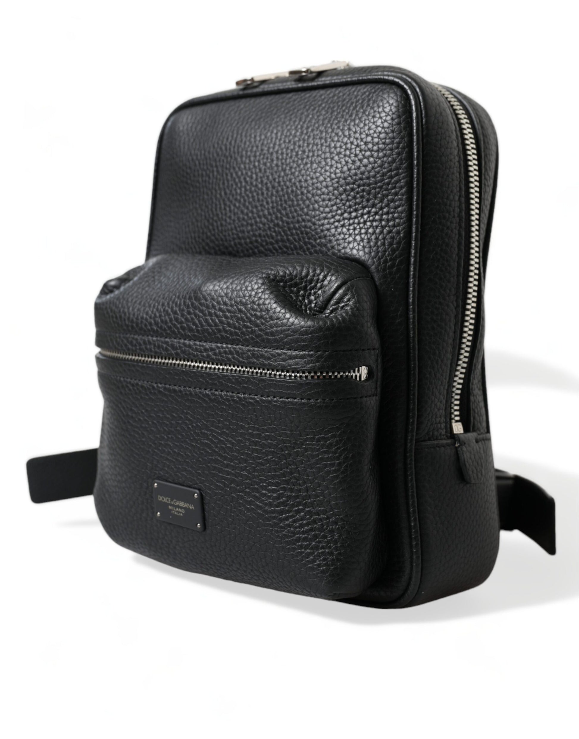 Dolce &amp; Gabbana Chic – Kleiner Rucksack aus schwarzem Kalbsleder