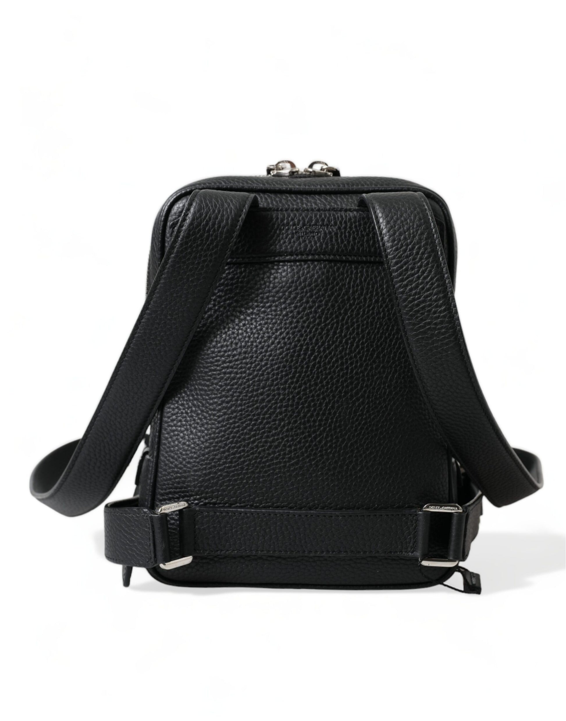 Dolce &amp; Gabbana Chic – Kleiner Rucksack aus schwarzem Kalbsleder