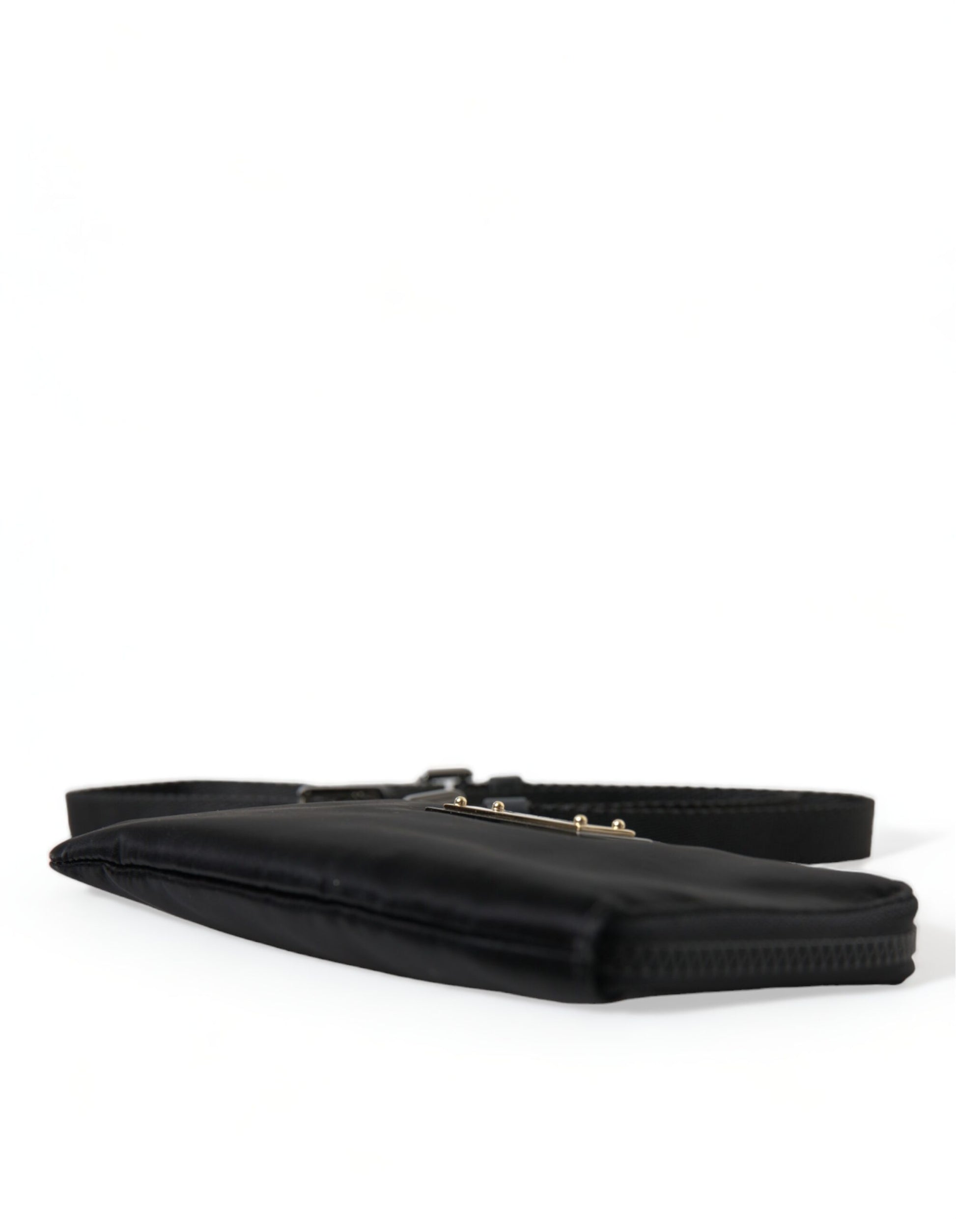 Dolce &amp; Gabbana Elegante schwarze Nylon- und Ledertasche