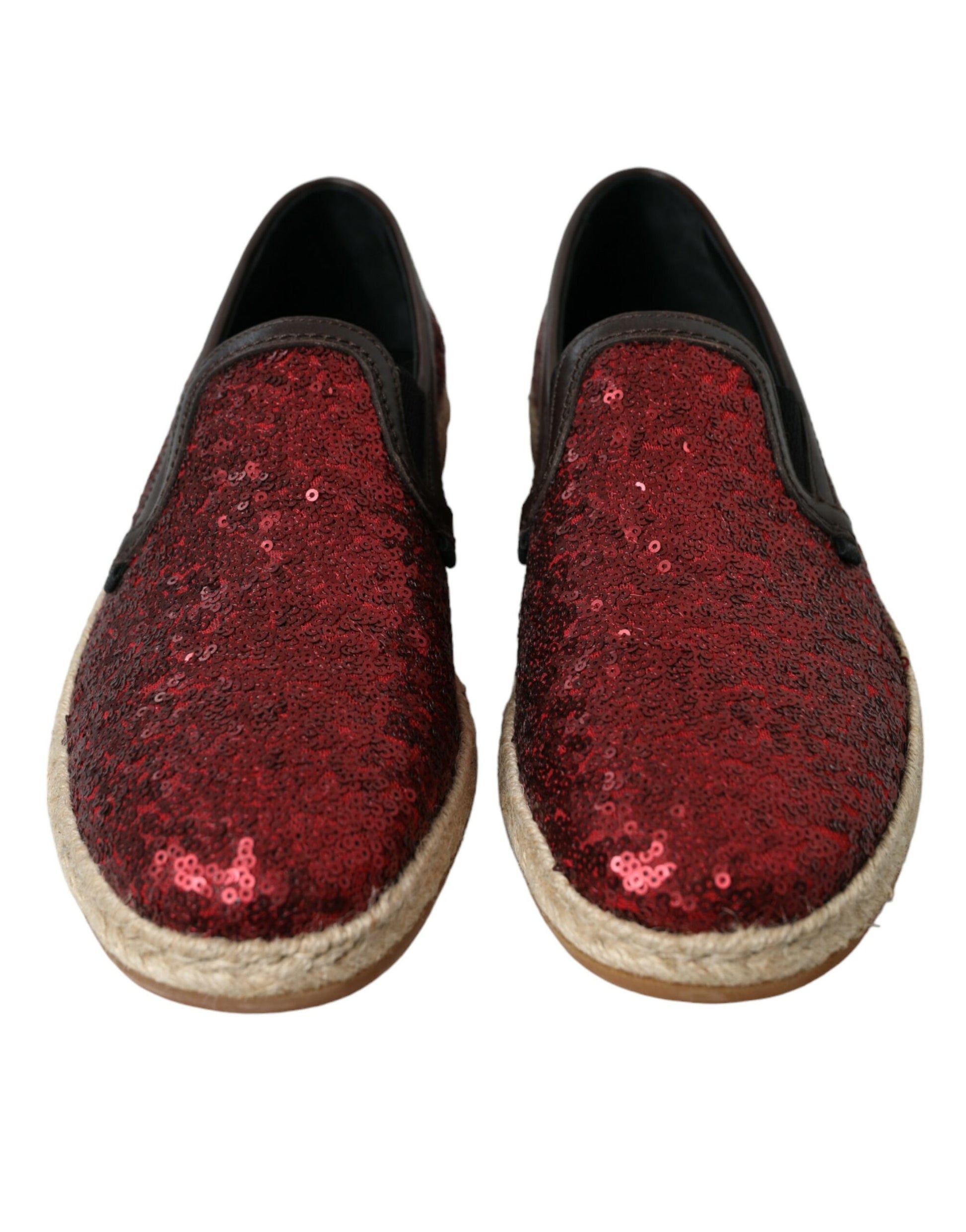 Dolce &amp; Gabbana Rote Leder-Loafer mit Pailletten