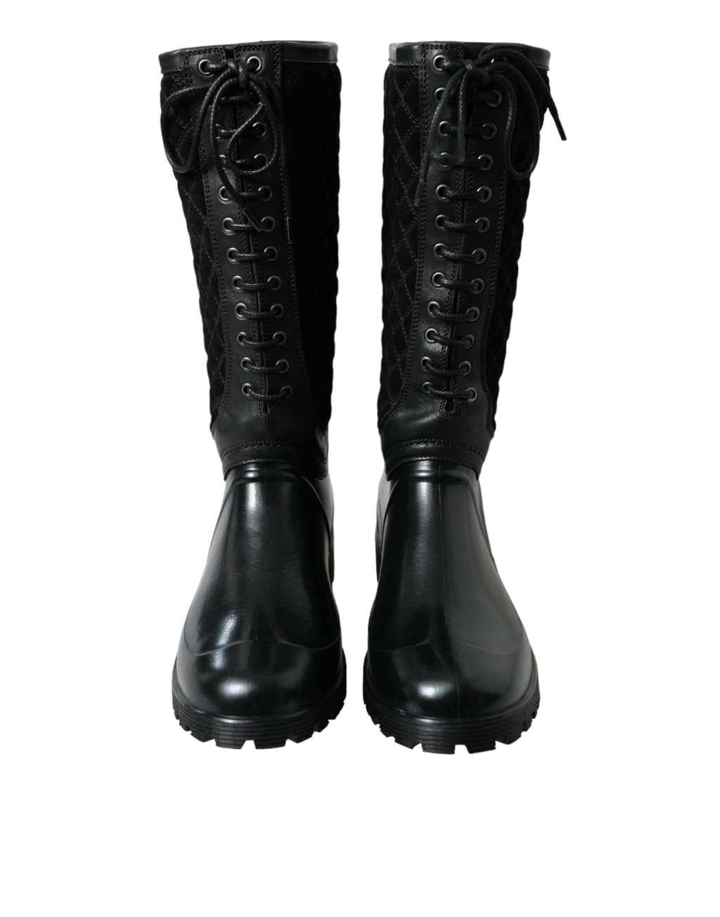Dolce &amp; Gabbana – Elegante, gesteppte Gummistiefel mit Schnürung