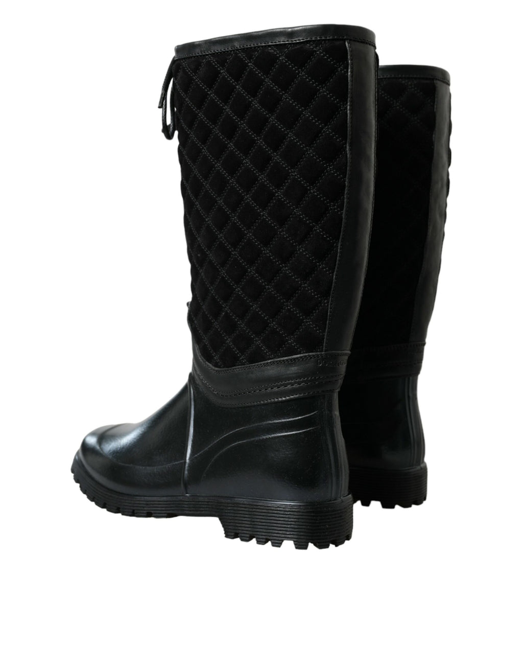 Dolce &amp; Gabbana – Elegante, gesteppte Gummistiefel mit Schnürung