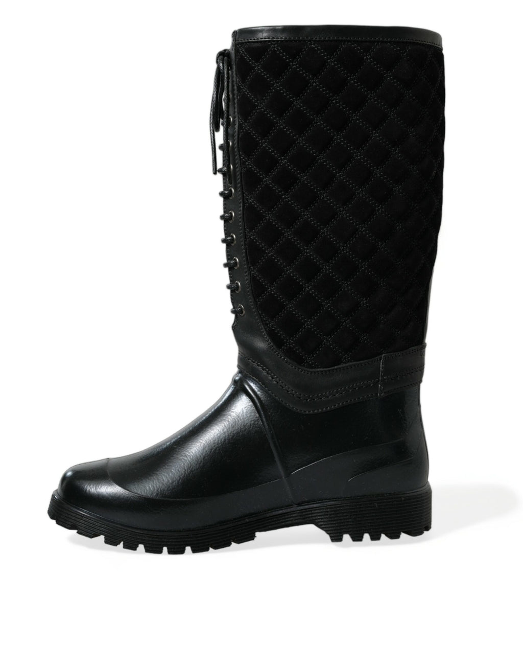 Dolce &amp; Gabbana – Elegante, gesteppte Gummistiefel mit Schnürung
