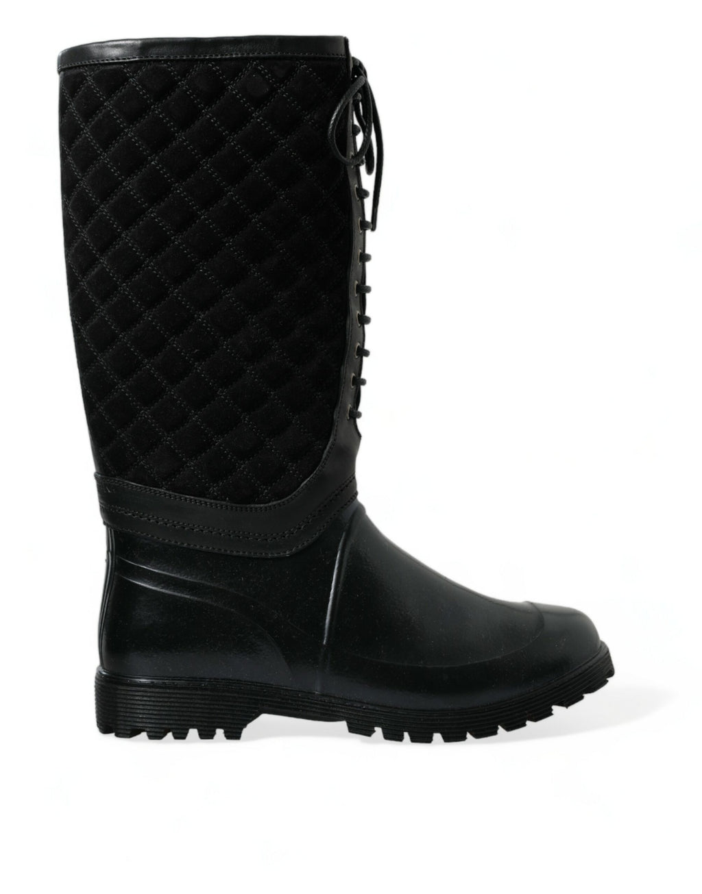 Dolce &amp; Gabbana – Elegante, gesteppte Gummistiefel mit Schnürung