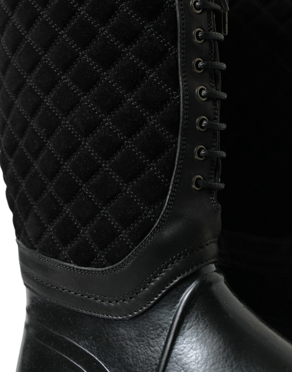 Dolce &amp; Gabbana – Elegante, gesteppte Gummistiefel mit Schnürung