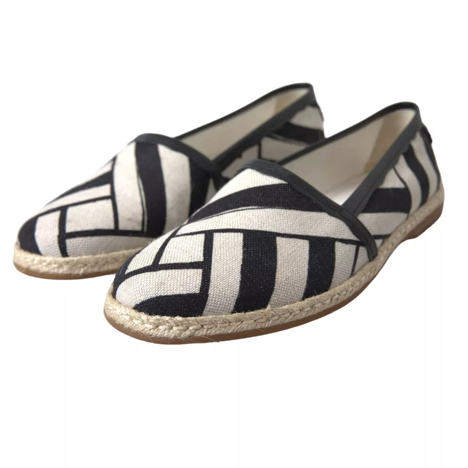 Dolce &amp; Gabbana Elegante gestreifte Espadrilles aus Leder