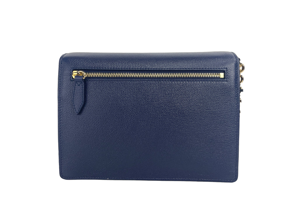 Burberry Macken Kleine Umhängetasche aus Leder in Regency-Blau mit House Check-Muster
