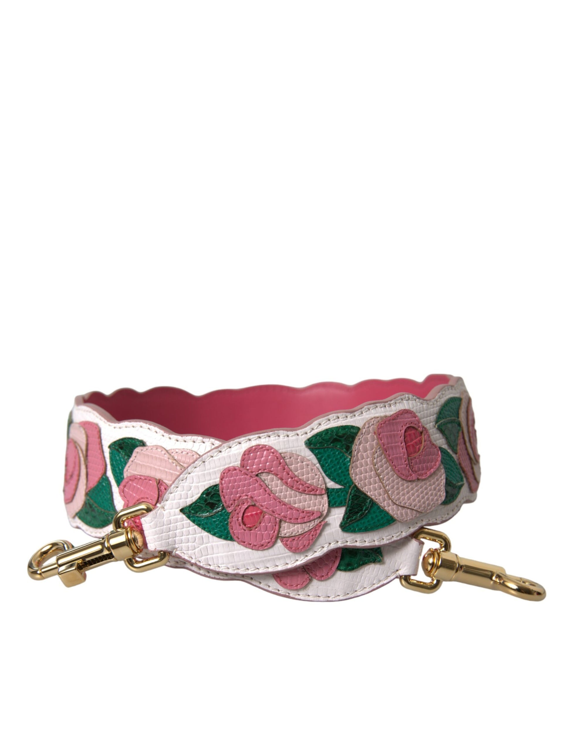 Dolce &amp; Gabbana – Schultergurt aus weißem Leder mit Blumenmuster