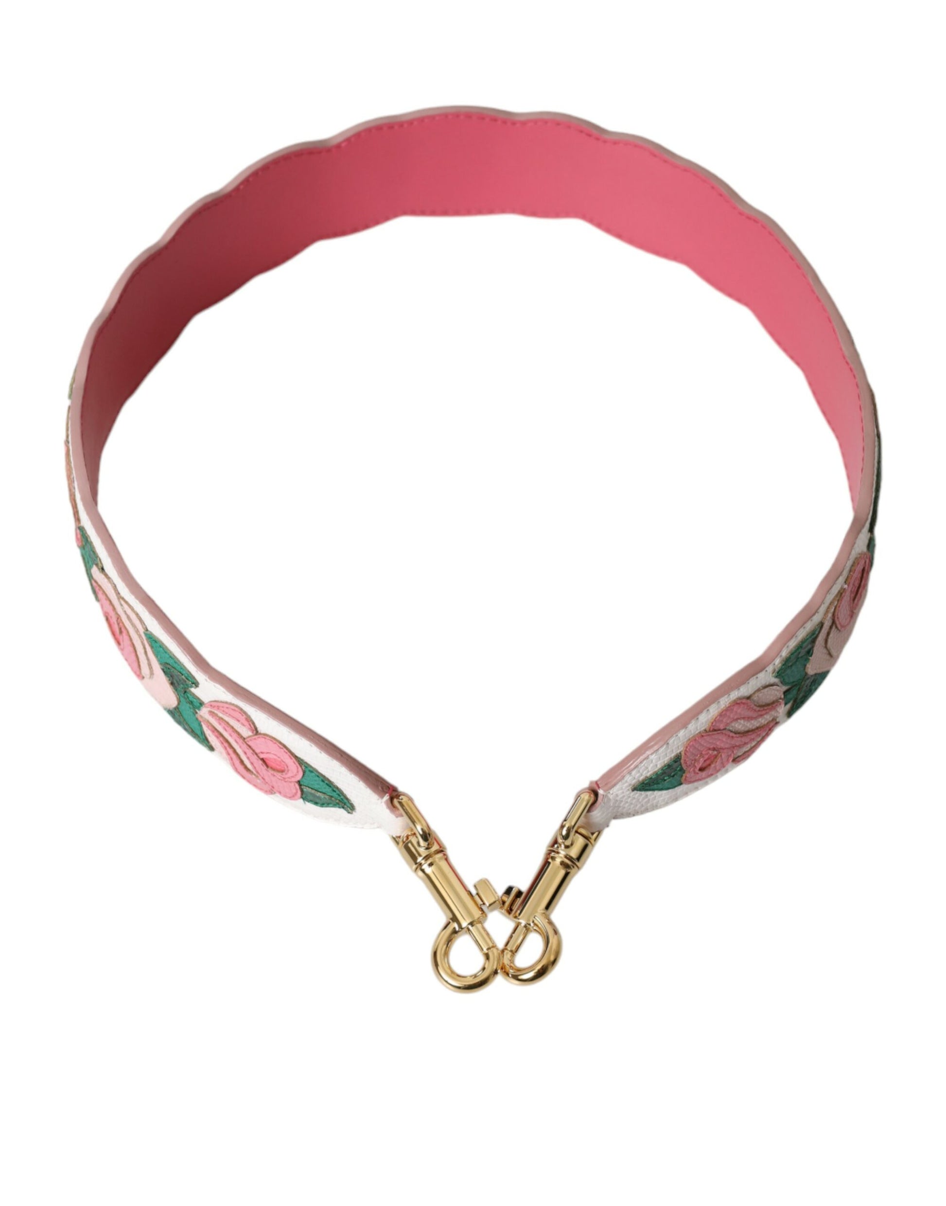 Dolce &amp; Gabbana – Schultergurt aus weißem Leder mit Blumenmuster