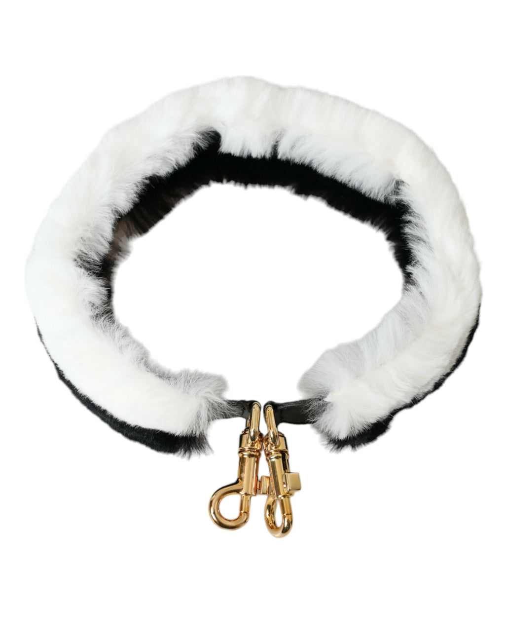 Dolce &amp; Gabbana Schwarz-Weiß Lapin Pelz Accessoire Schultergurt
