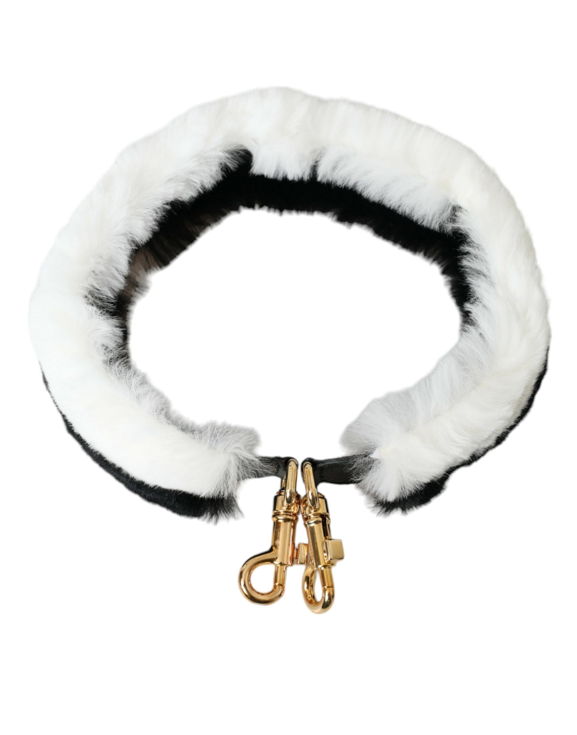 Dolce &amp; Gabbana Schwarz-Weiß Lapin Pelz Accessoire Schultergurt