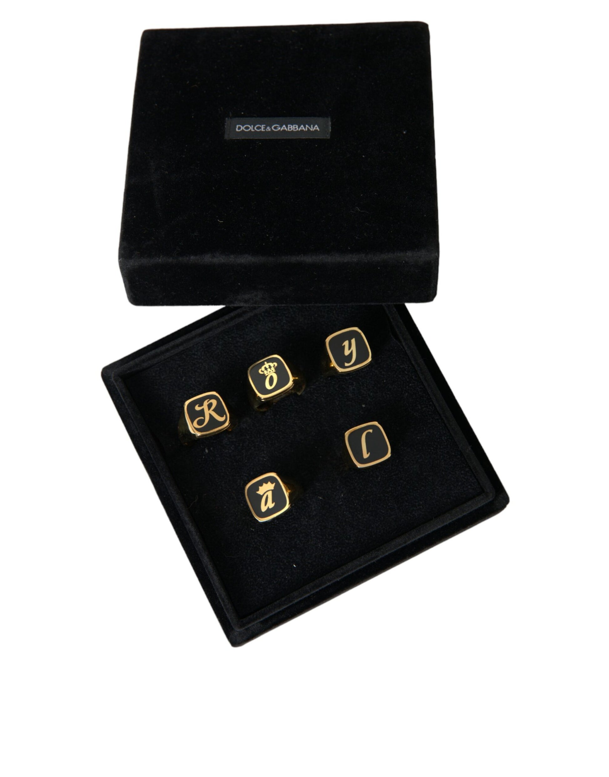 Dolce &amp; Gabbana Goldmessing ROYAL Emaille Set mit 5 Ringen