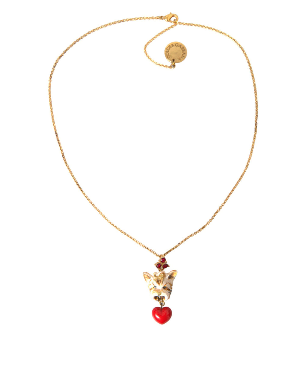 Dolce &amp; Gabbana Halskette mit Hundeherzanhänger aus goldener Messingkette