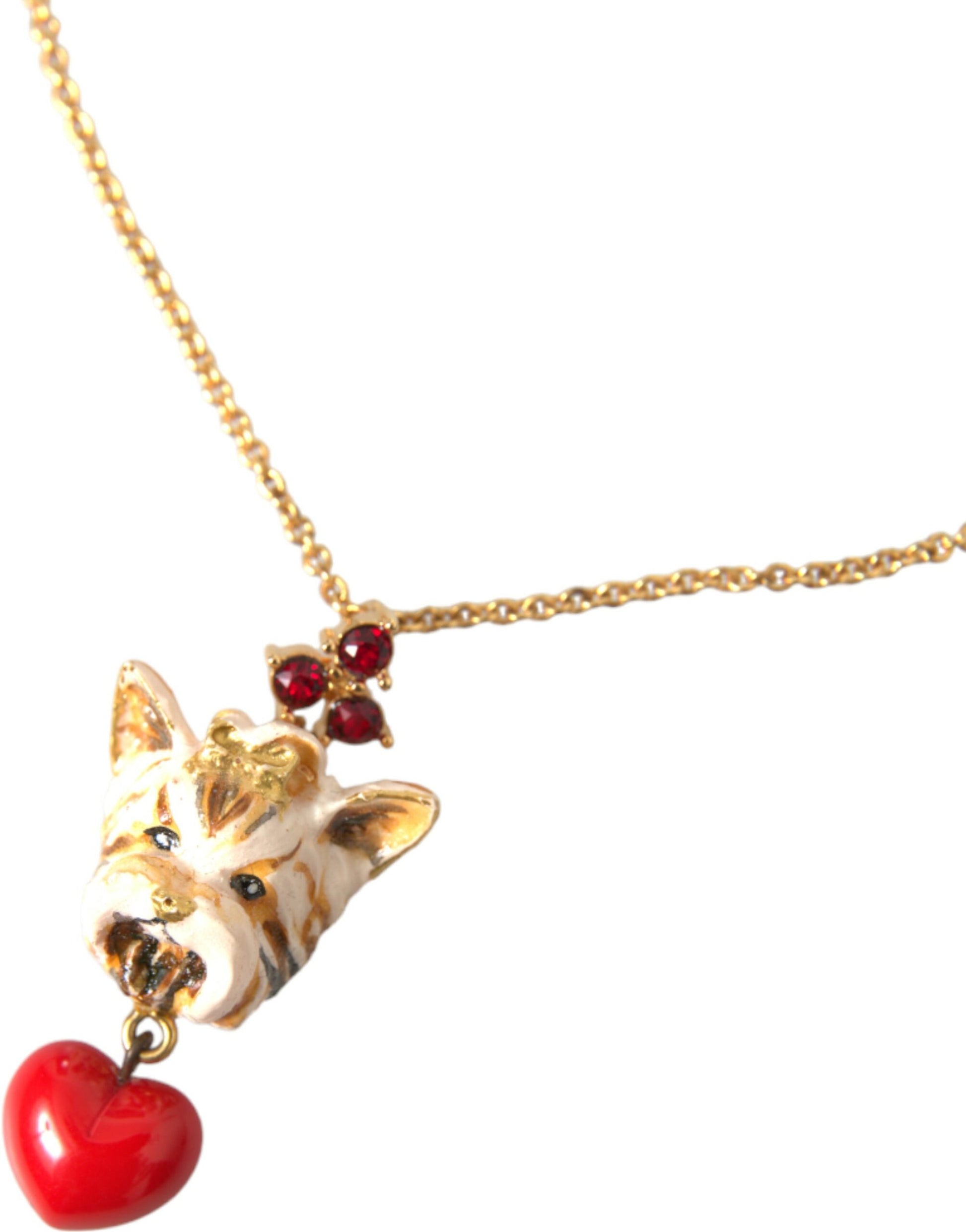 Dolce &amp; Gabbana Halskette mit Hundeherzanhänger aus goldener Messingkette