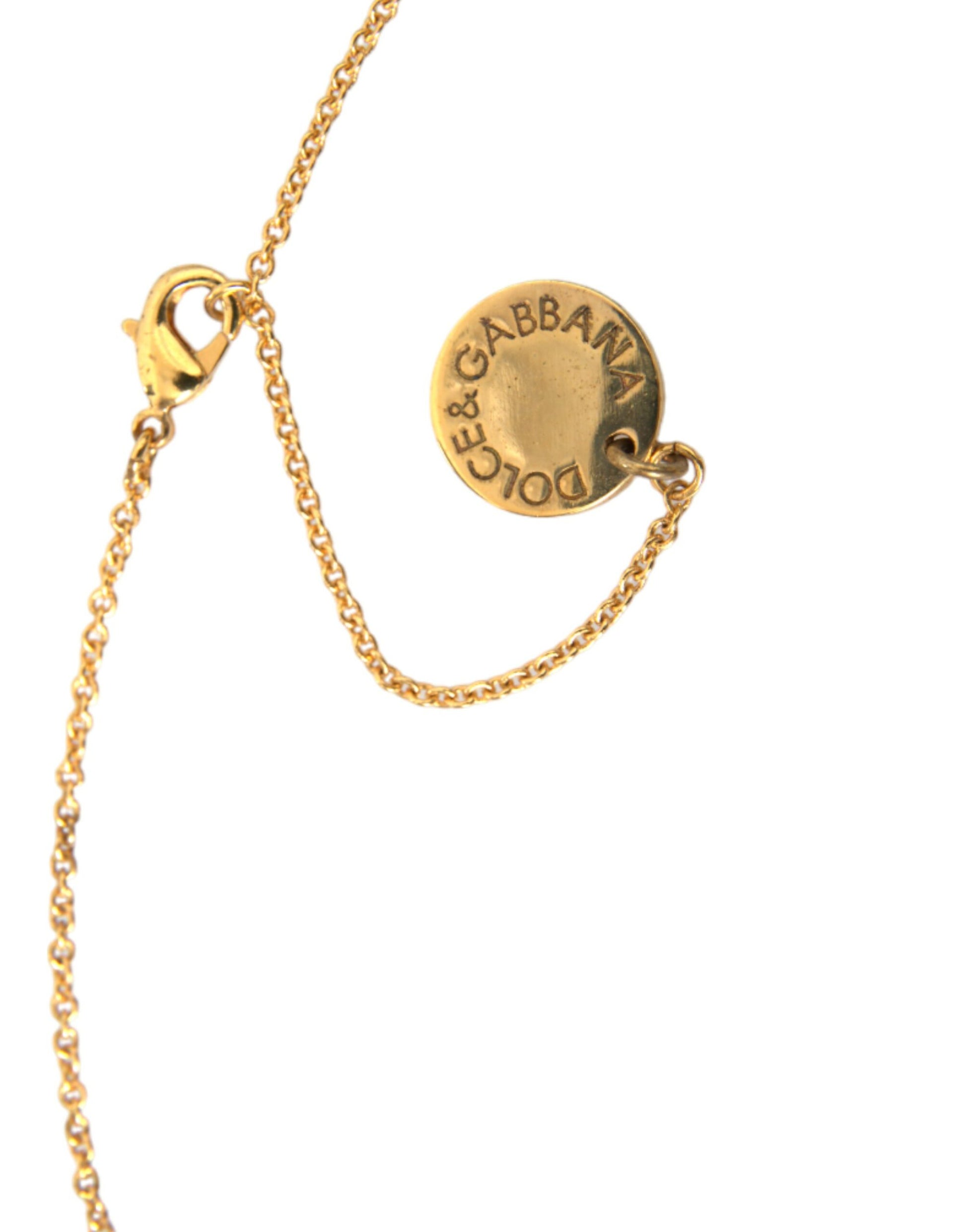 Dolce &amp; Gabbana Halskette mit Hundeherzanhänger aus goldener Messingkette