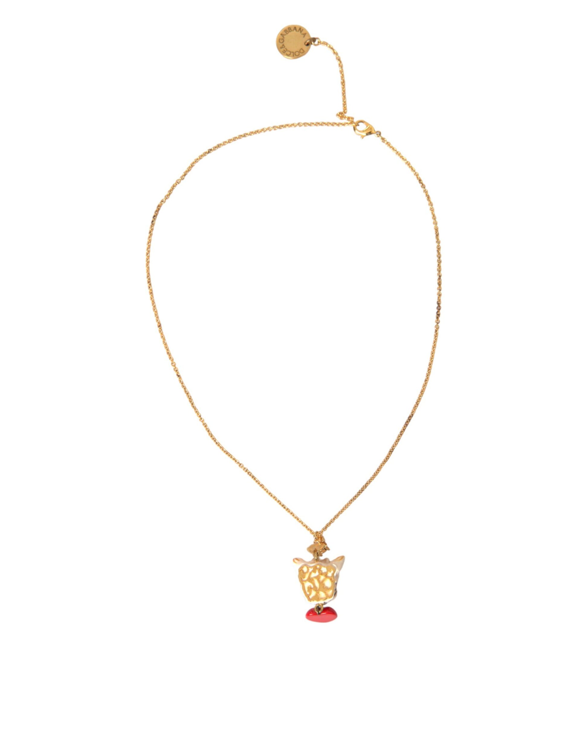 Dolce &amp; Gabbana Halskette mit Hundeherzanhänger aus goldener Messingkette
