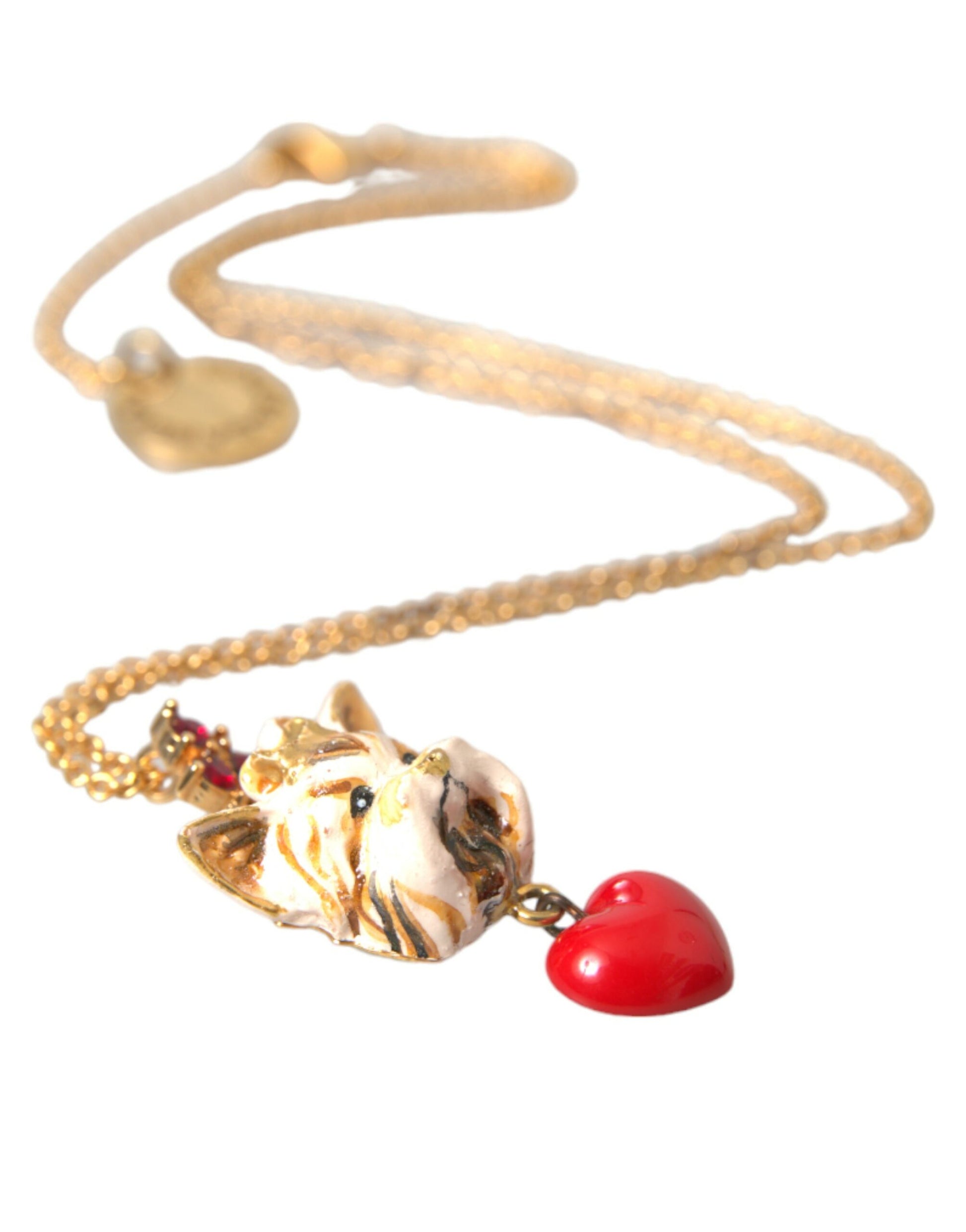Dolce &amp; Gabbana Halskette mit Hundeherzanhänger aus goldener Messingkette