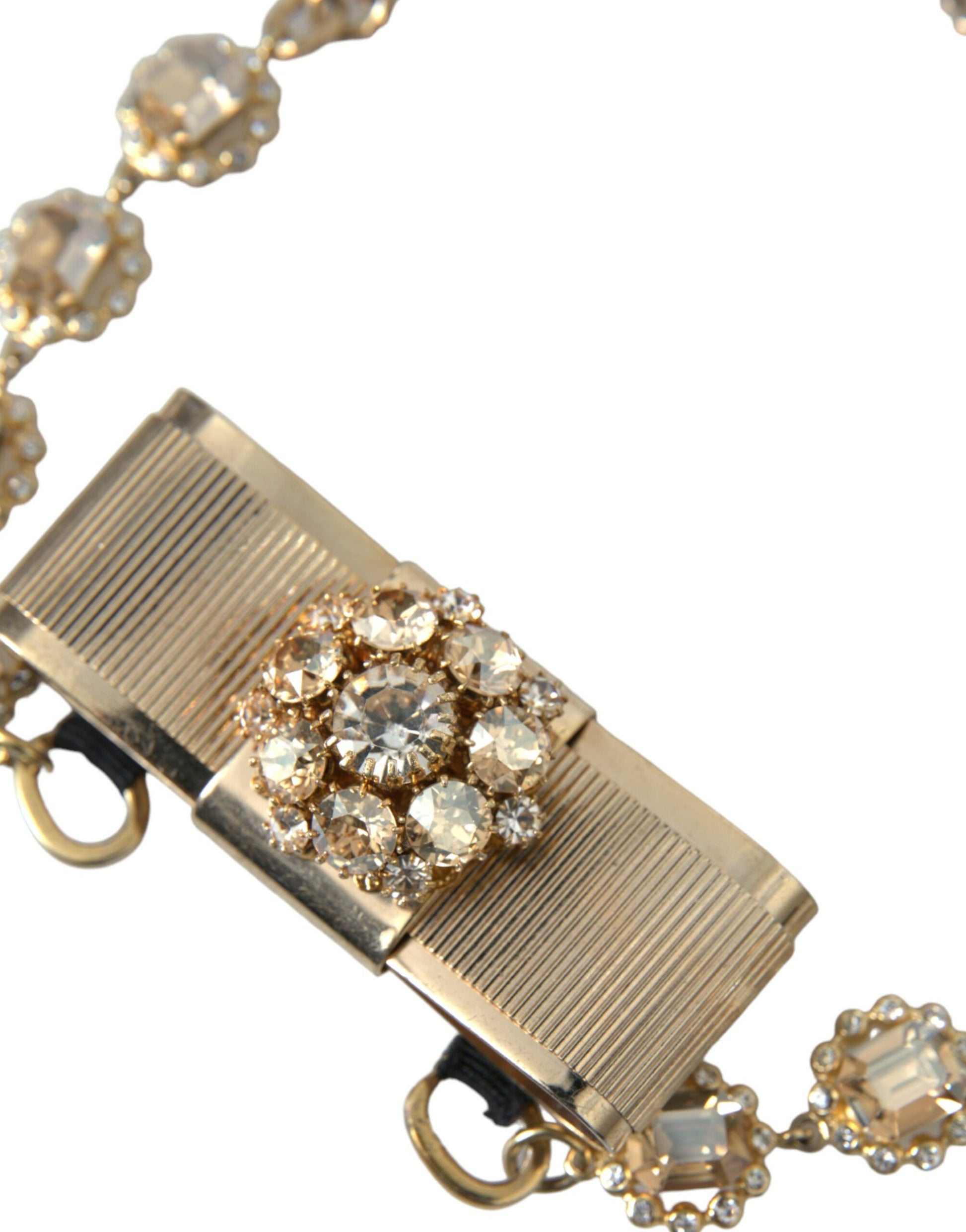 Dolce &amp; Gabbana – Choker-Halskette mit Schleife und klarem Kristall aus goldenem Messing